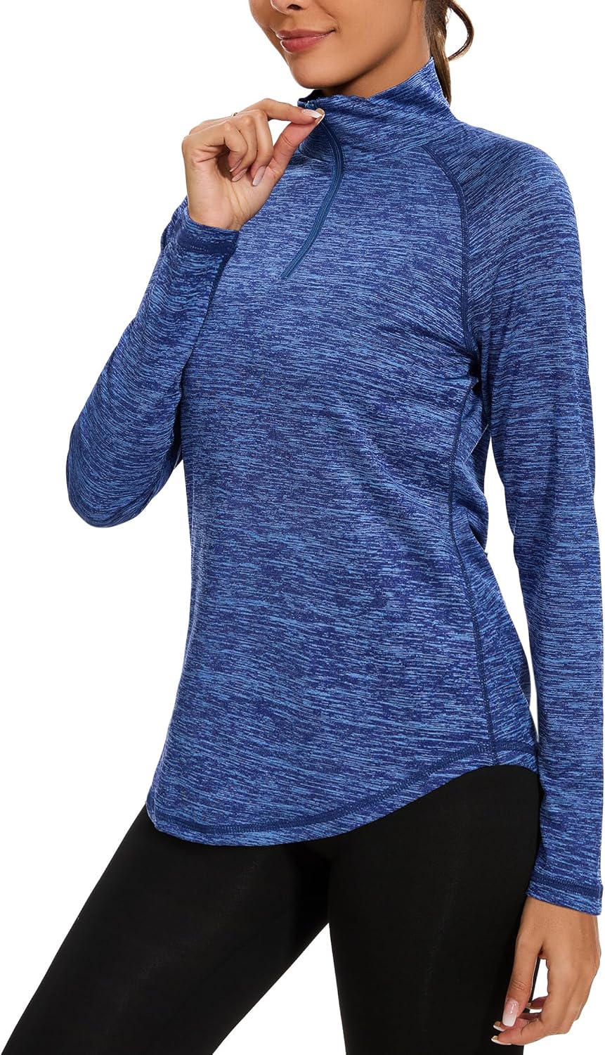 iClosam Womens Long Sleeve Tops 1/4 Zip Polo Shirts UPF 50+ Running T-Shirt Quic...