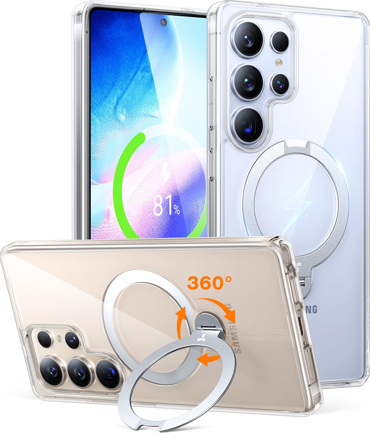 TORRAS 360° Spin Magnetic Stand for Samsung Galaxy S25 Ultra Case, Fit for Magsa...