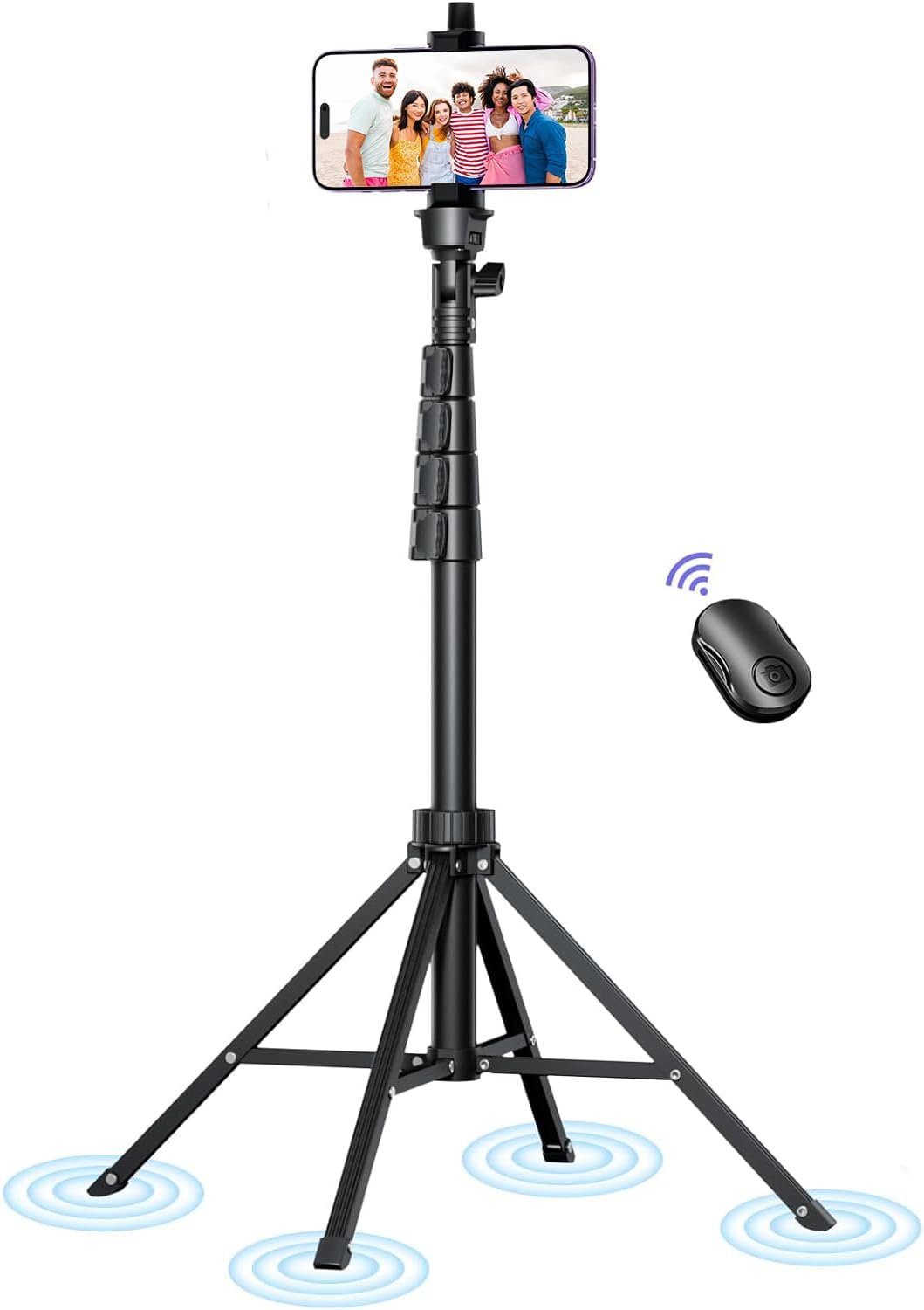Fugetek 62" Selfie Stick Tripod for iPhone, Stable 4 Leg Design, Bluetooth Remot...