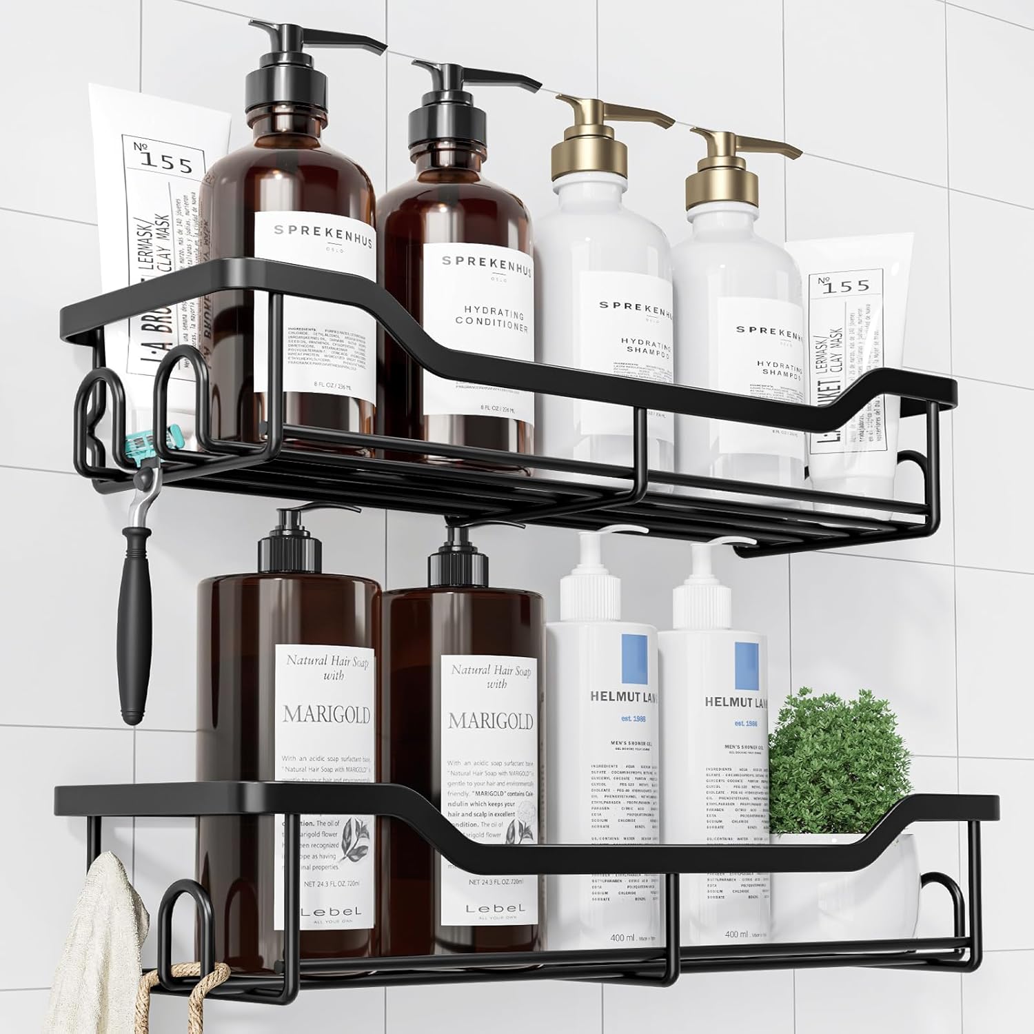 Kitsure Shower Caddy Large - Adhesive Shower Organizer, Stainless Steel Shower S...