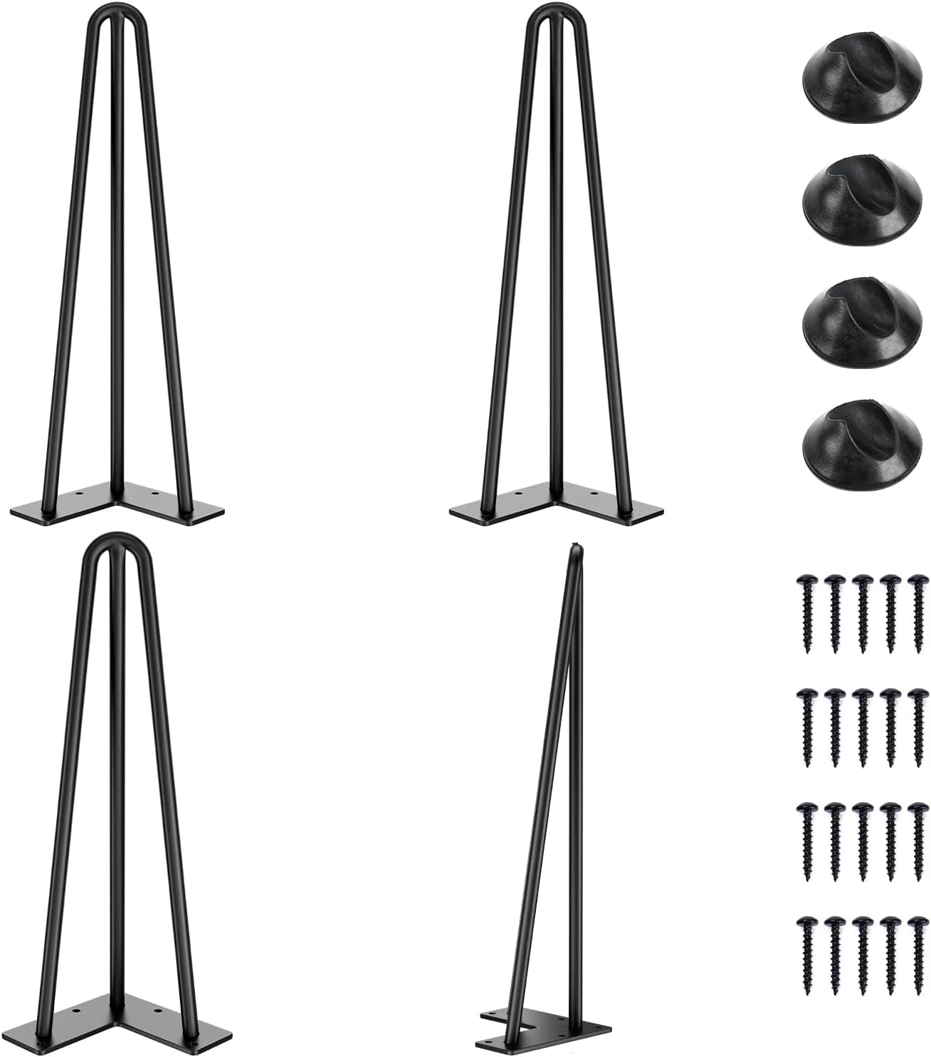 SMARTSTANDARD Hairpin Table Legs 16 Inch, 1/2'' in Diameter 3 Rods, Metal Home D...