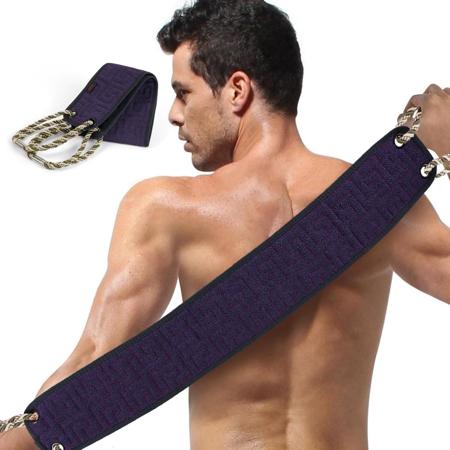 URAQT Exfoliating Back Scrubber for Shower, 37 Inches Back Washer with Handles,...