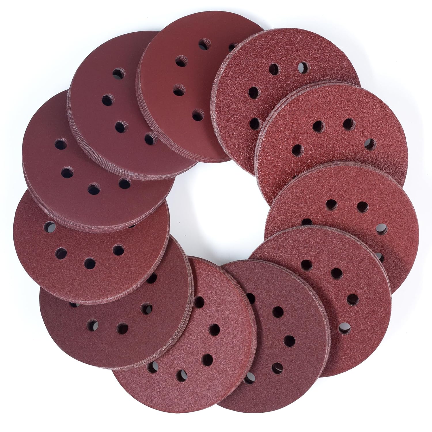110 Pcs 125 mm Sanding Discs Orbital Sander Discs 5 Inch 8 Hole Hook and Loop Sa...