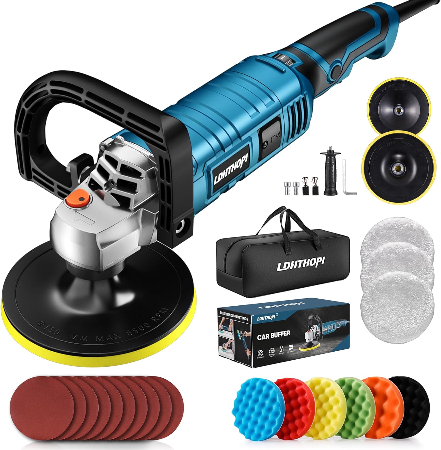 Buffer Polisher, 1600W 7 Inch/6 Inch Rotary Buffer...
