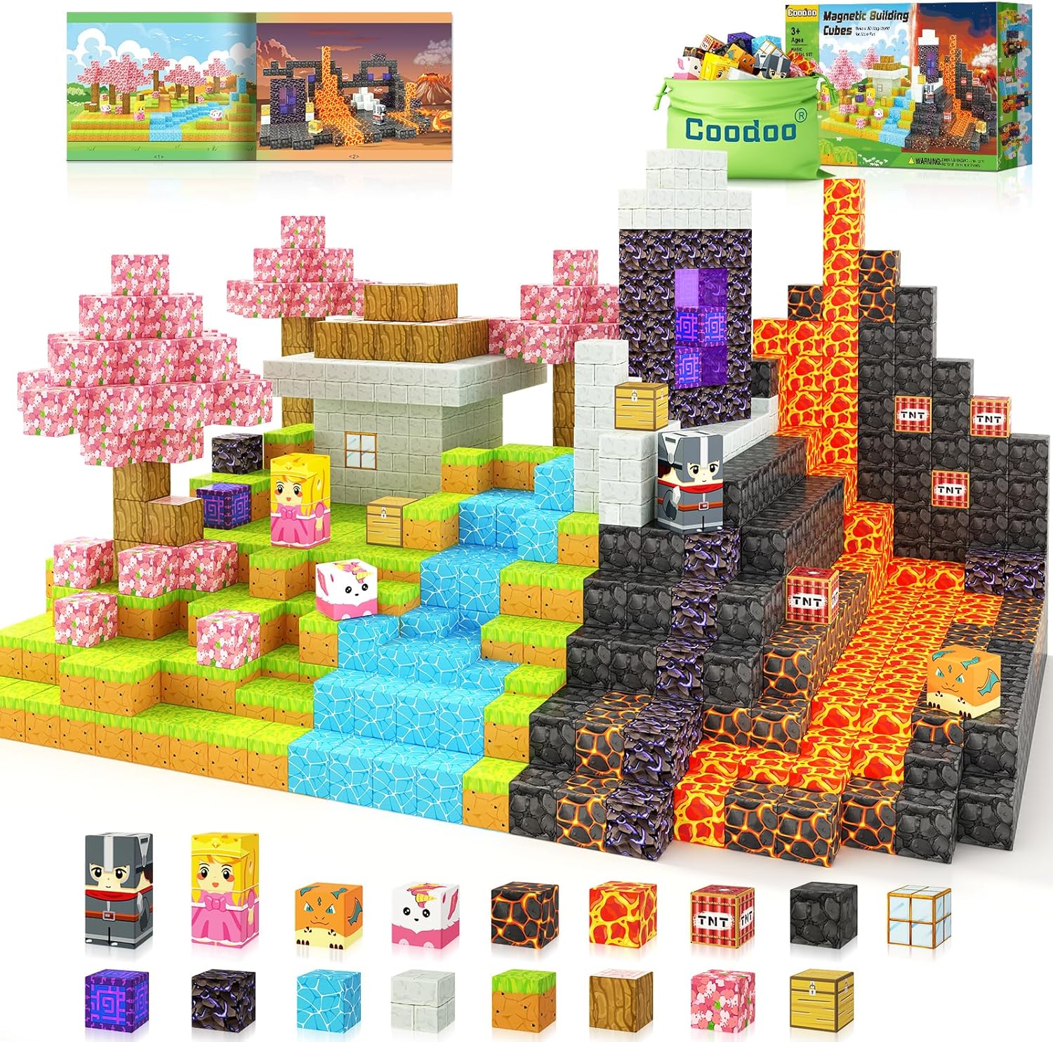Magnetic Blocks - Build Mine Magnet World Magic Portal Set, Magnetic Tiles Build...