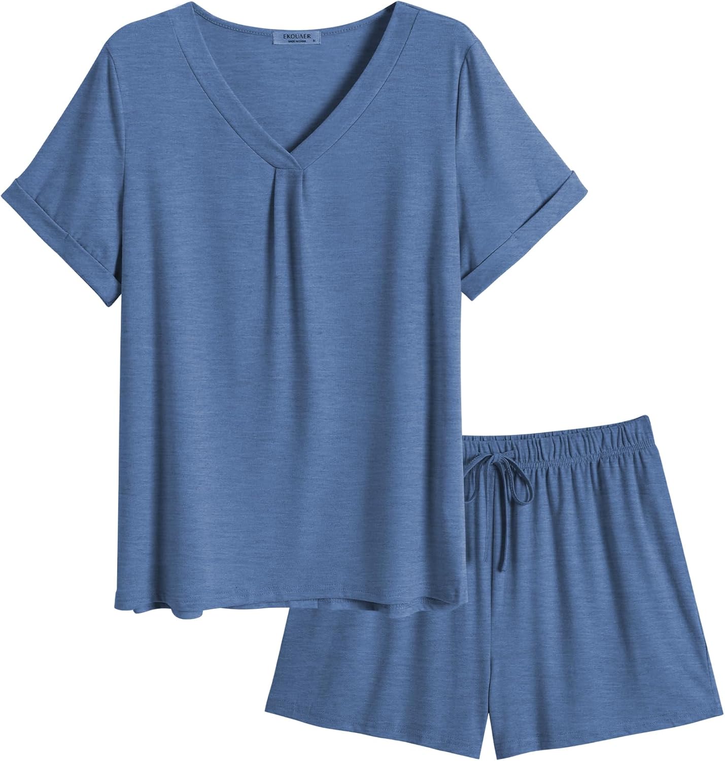 Ekouaer Pajamas Set Women's Short Sleeve Loungewear 2 Piece PJ Shorts Sets Soft...