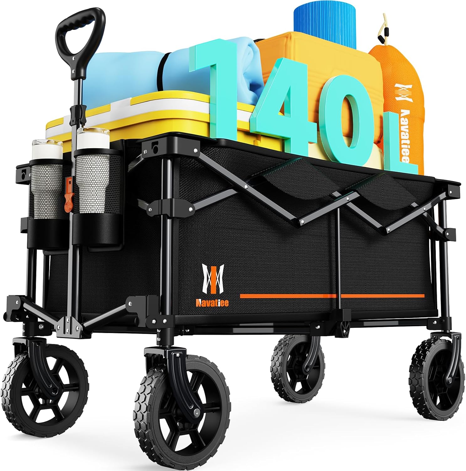 Navatiee 140L Collapsible Folding Wagon, Large Cap...