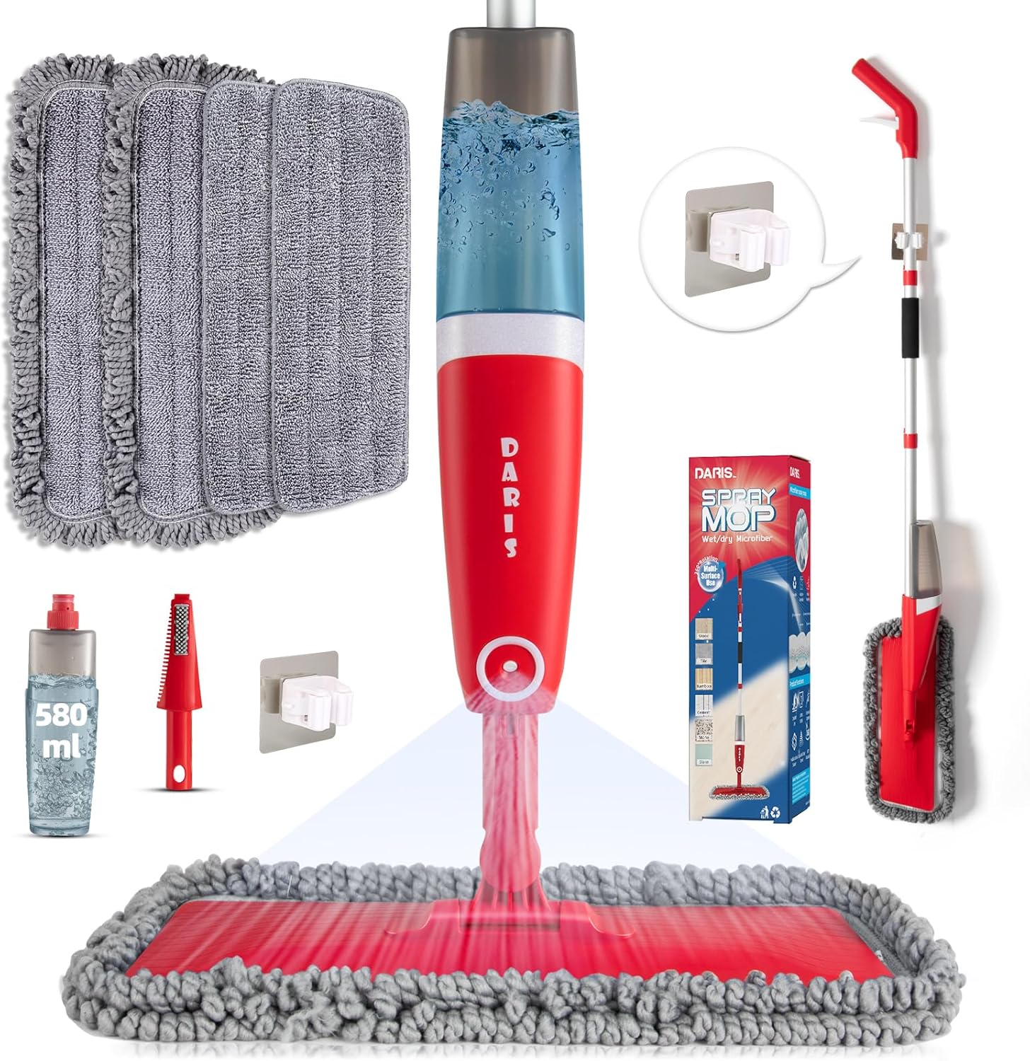 Spray Mop for Floor Cleaning with 4 Washable Pads Wet Dry Microfiber Floor Mop S...