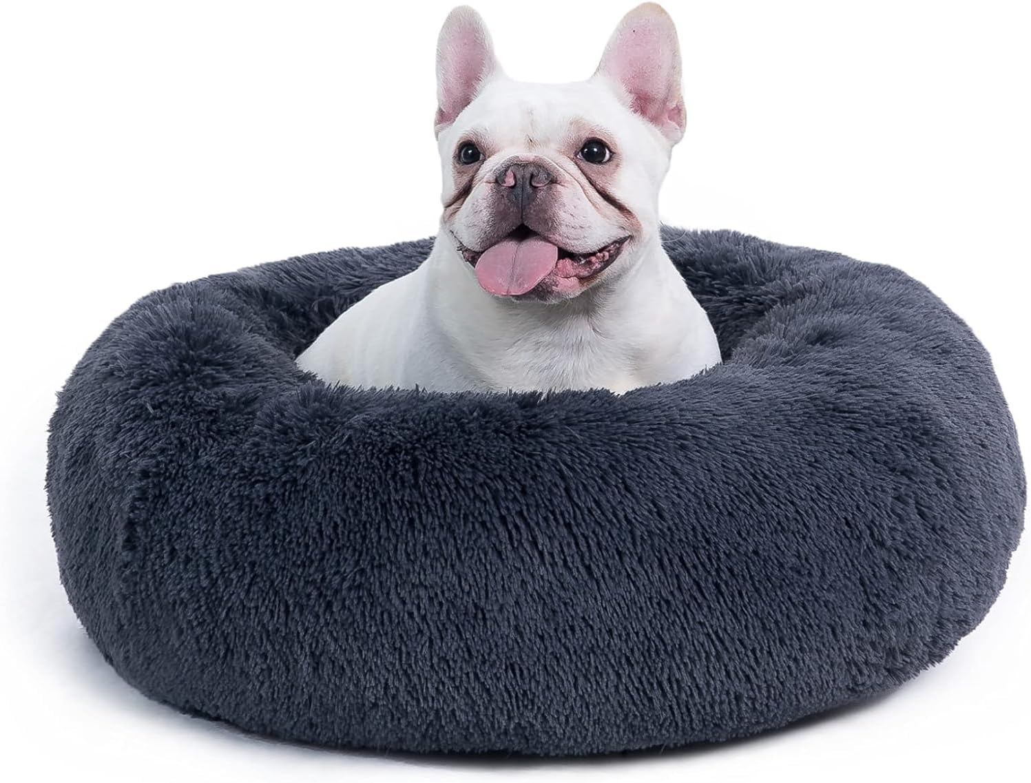 Bedsure Donut Dog Bed Medium - Anti Anxiety Puppy Bed for Small Dogs, Fluffy Cal...