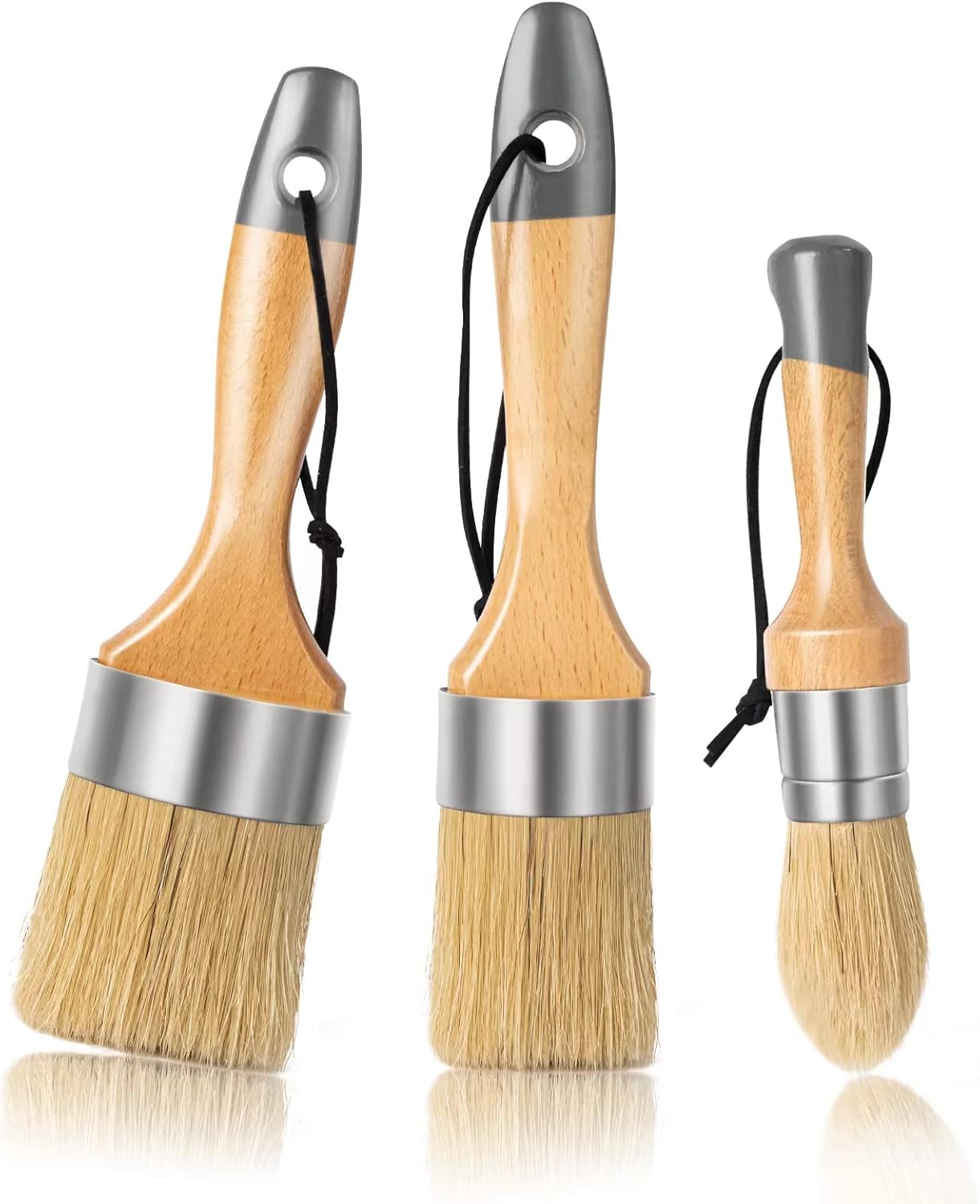 Mister Rui Chalk Paint and Wax brush Set, 3 Pcs, for Painting or Waxing of Furni...