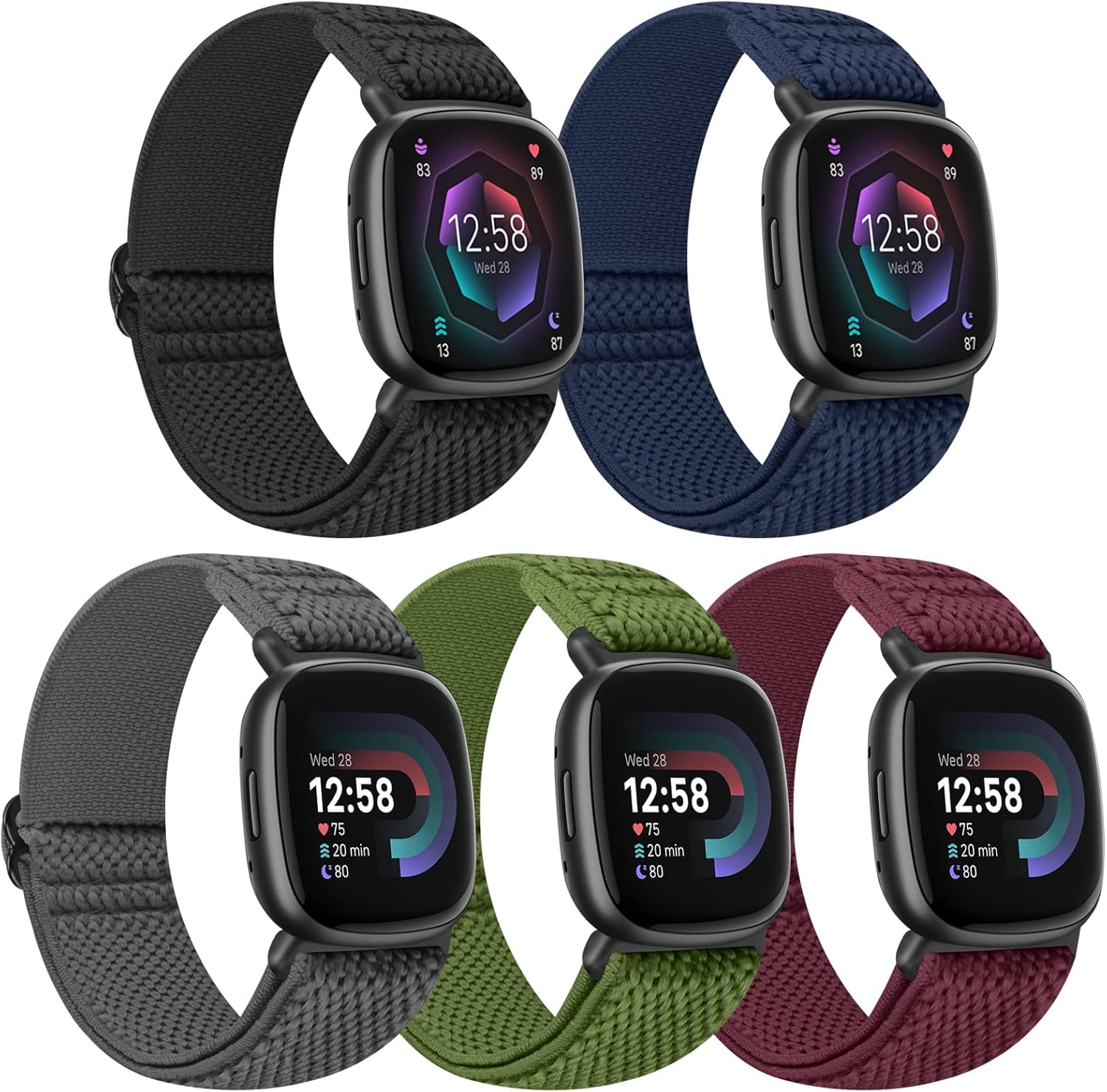 Tiptops 5 Pack Straps Compatible for Fitbit Versa 4/Fitbit Sense 2 Straps/Fitbit...