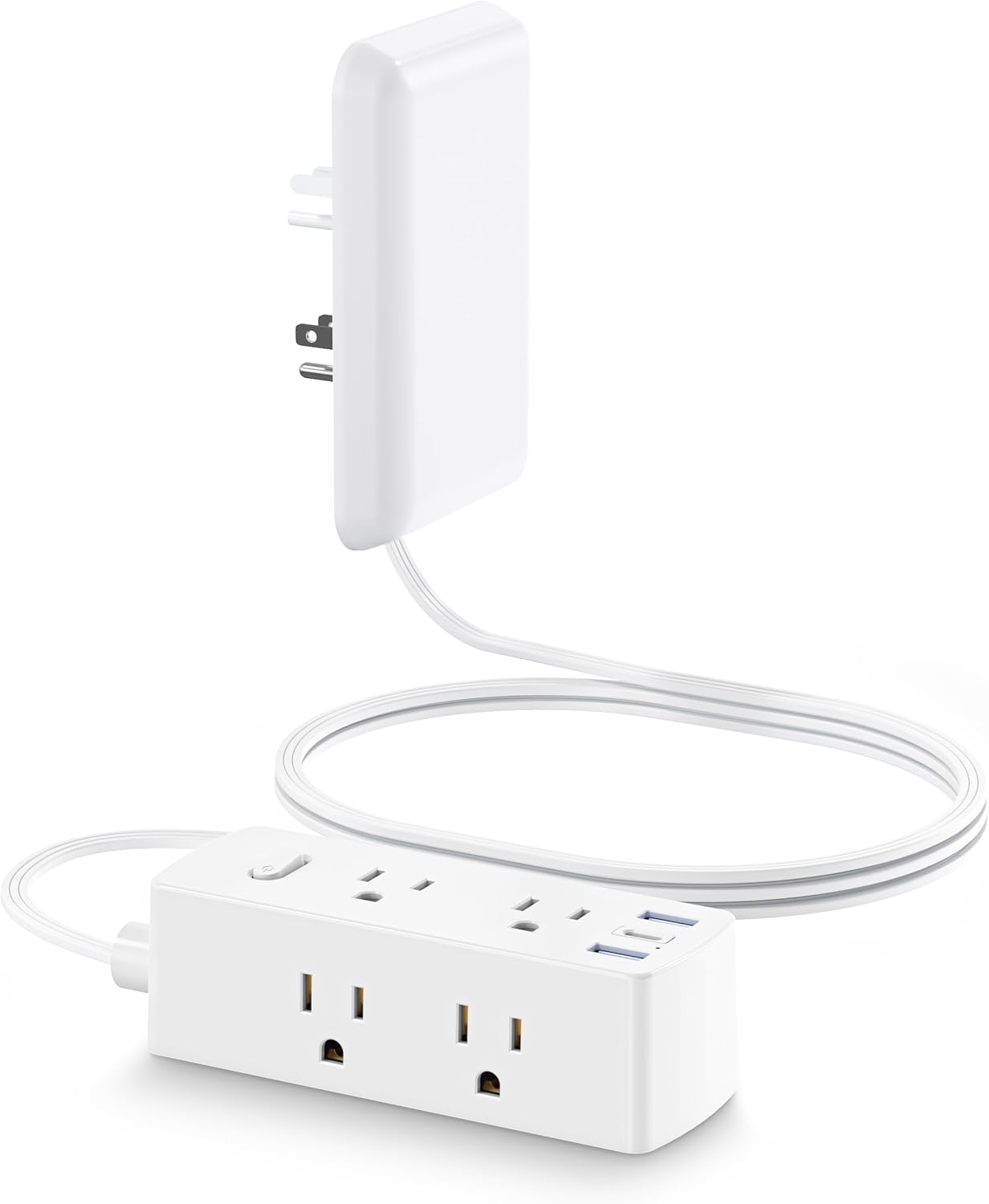 Flat Extension Cord with Outlet Cover, Olcorife Flat Plug Power Strip with 6 Out...