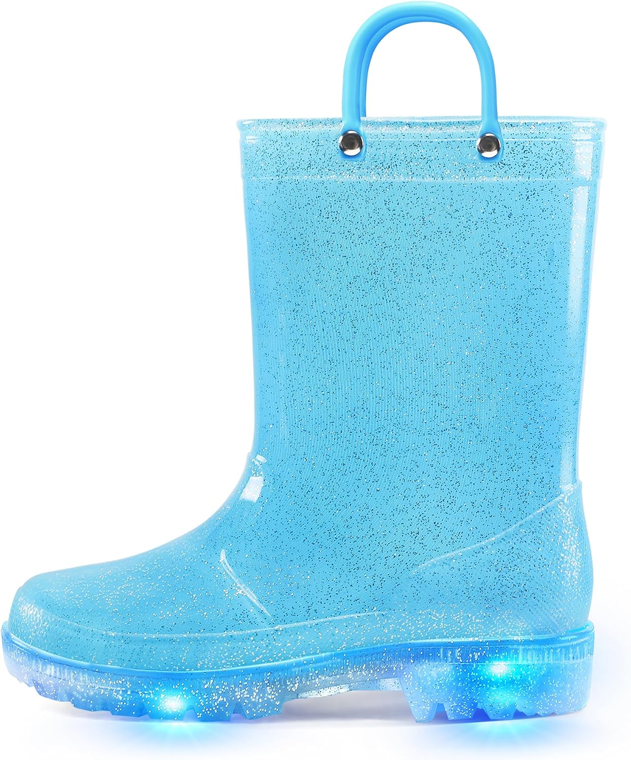 K KomForme Kids Rain Boots, Waterproof Light up Boots with Easy-on Handles 2 Big...