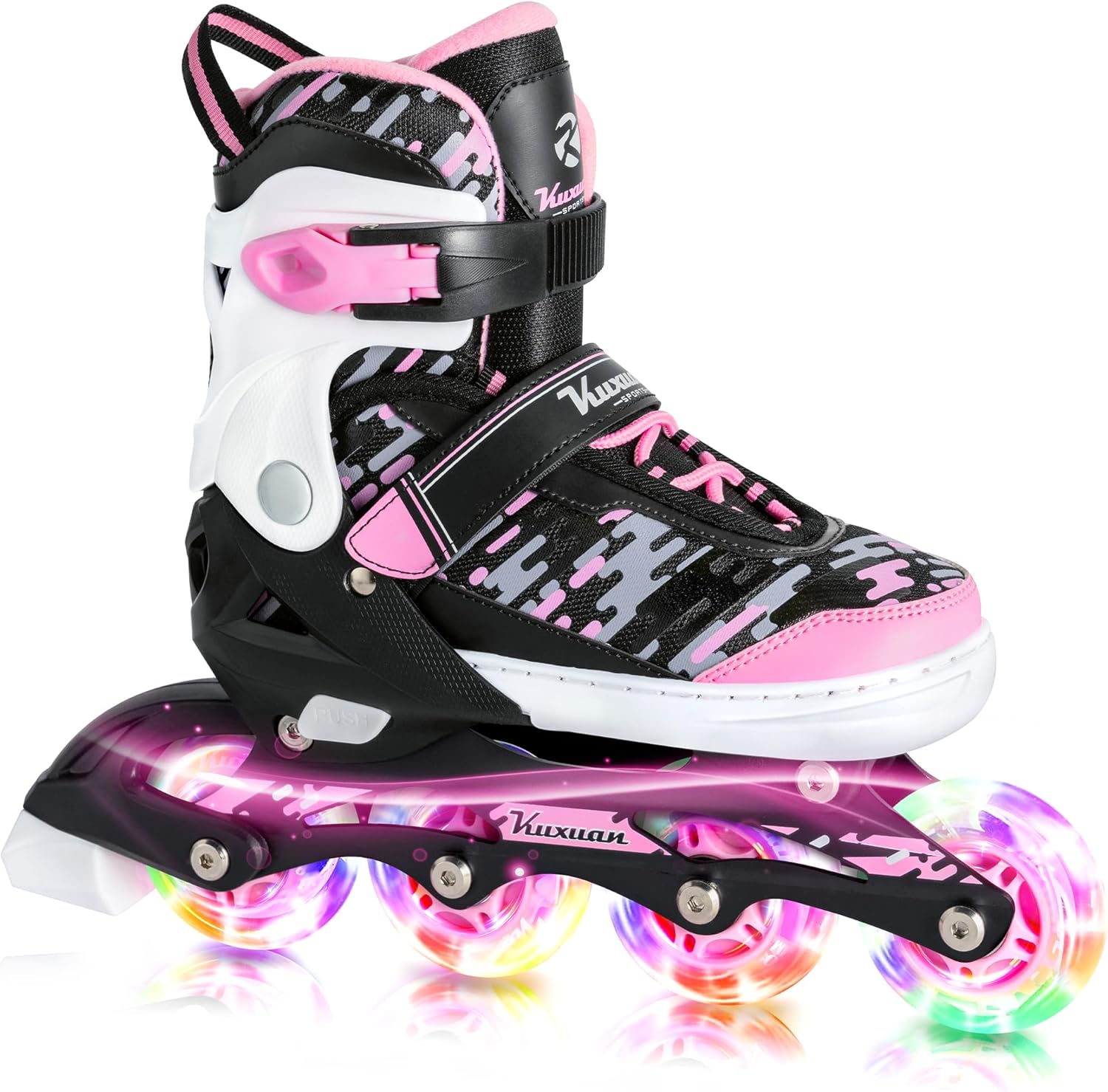 Adjustable Inline Skates for Kids and Teens, Boys Girls Women Beginner Fun Illum...