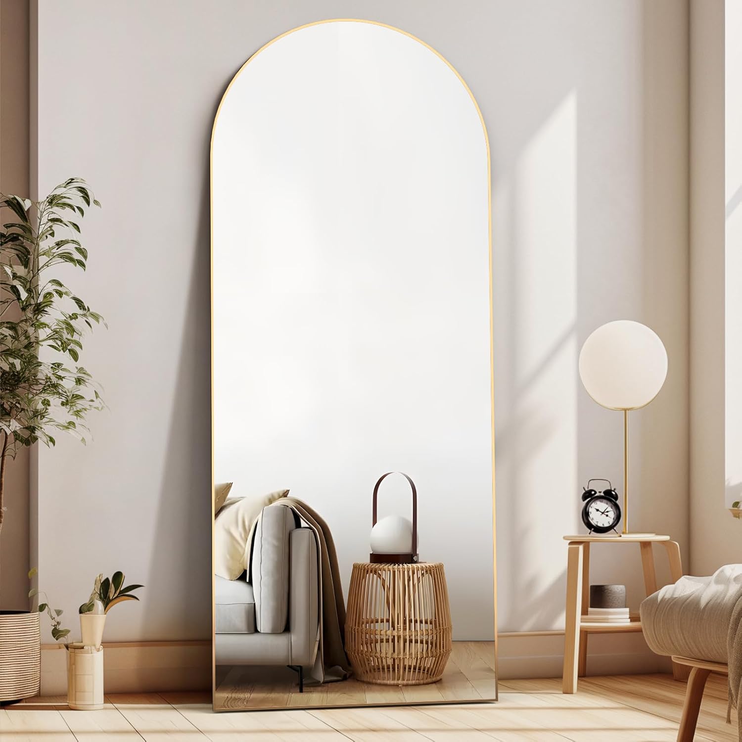 CASSILANDO Full Length Mirror, 165X60cm Arched Mirror, Floor Mirror with Stand,...