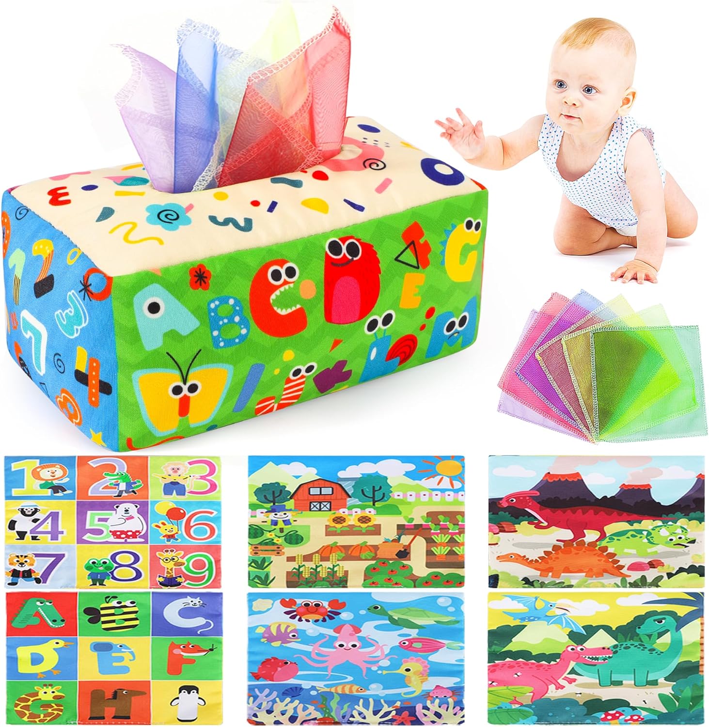 URMYWO Baby Tissue Box Toy, Montessori Baby Toys for 6-12 Months 1 Year Old Boy...