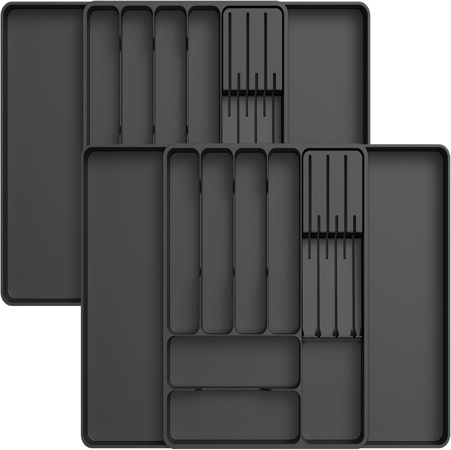Lifewit 2 Pack Cutlery Drawer Organiser for Kitchen, Expandable Cutlery Tray wit...