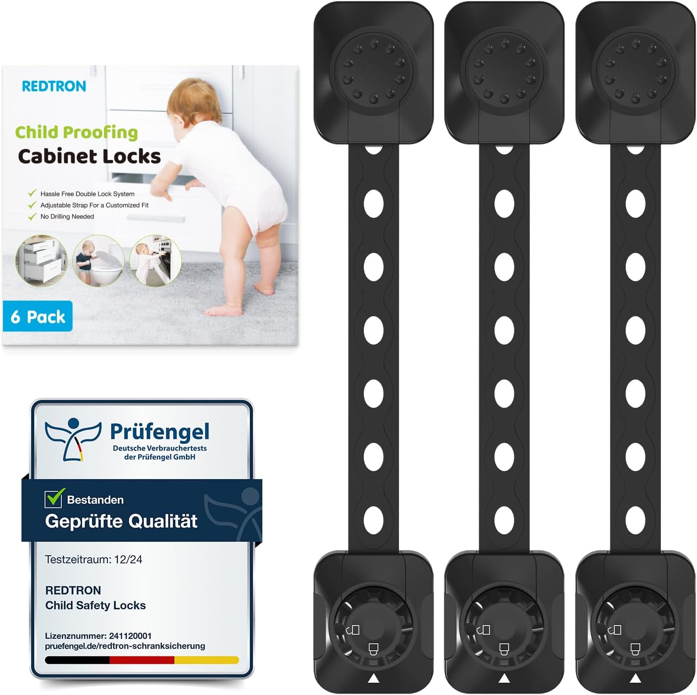 REDTRON Adjustable Cupboard Locks for Children, 6 Pack Baby Safety Drawer Latch,...