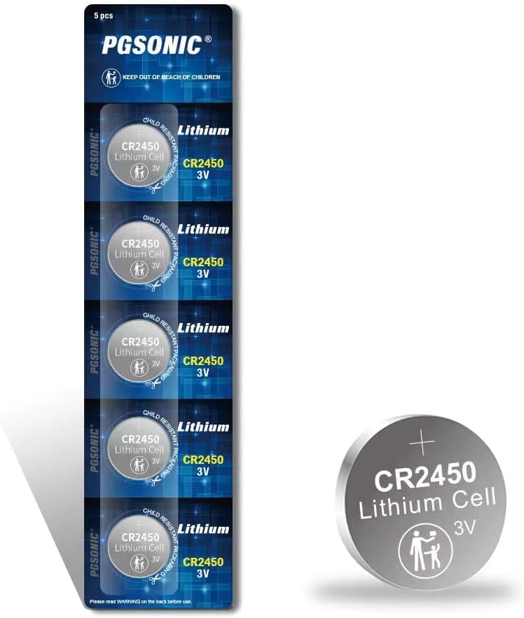 PGSONIC CR2450 3V Lithium Battery (5pcs) 5 Count (Pack of 1)