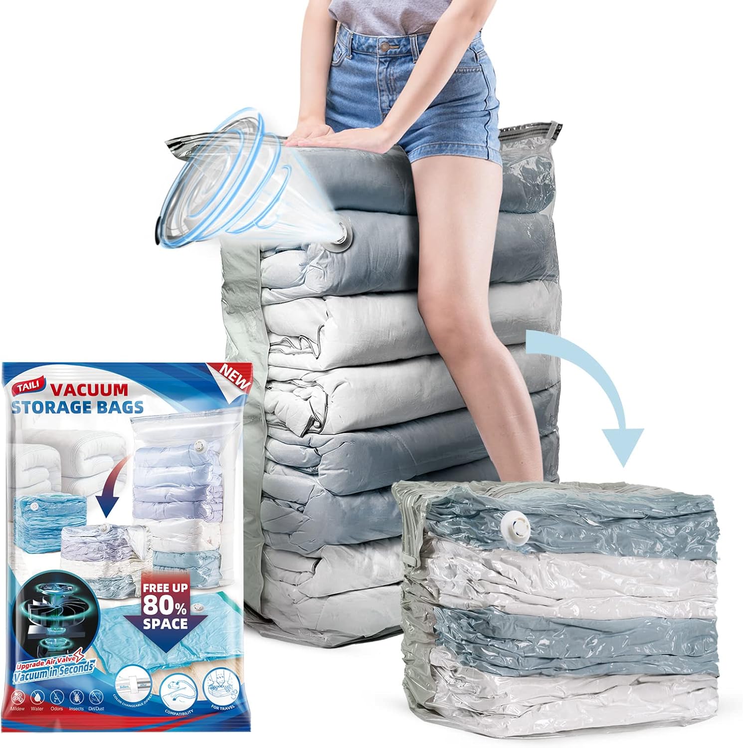 TAILI 6 Pack Vacuum Storage Bags, Jumbo Cube (31x40x15 Inch), Extra Large Vacuum...