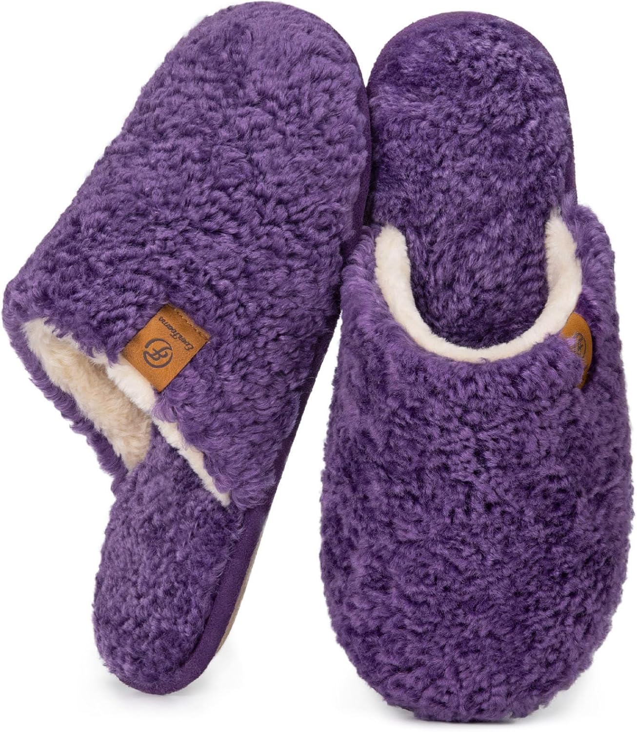 EverFoams Women's Fuzzy Slip-on Slippers Warm Cozy Soft Lightweight Memory Foam...