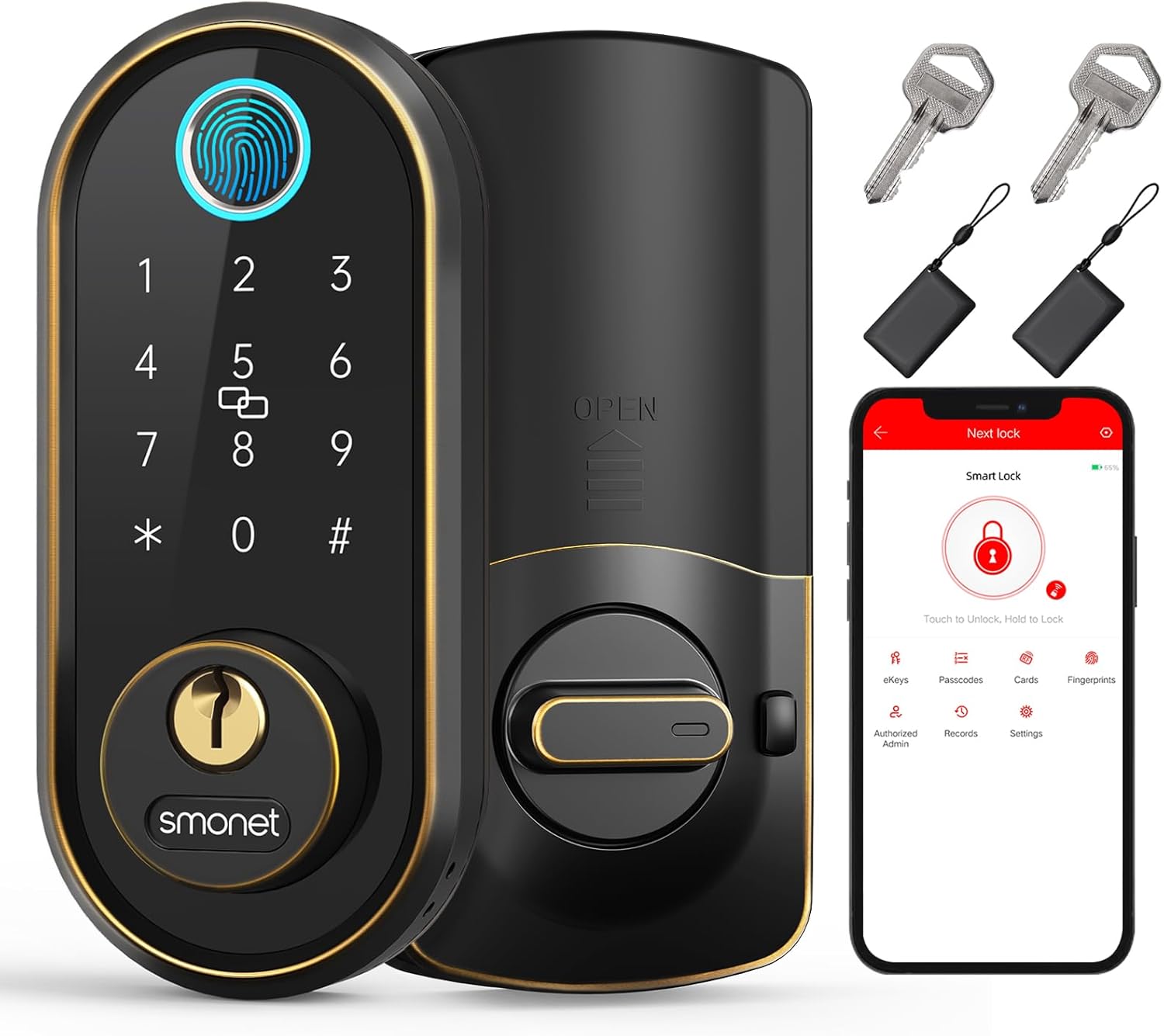 Smart Keyless Entry Door Lock - Fingerprint Electronic Deadbolt Touchscreen Keyp...