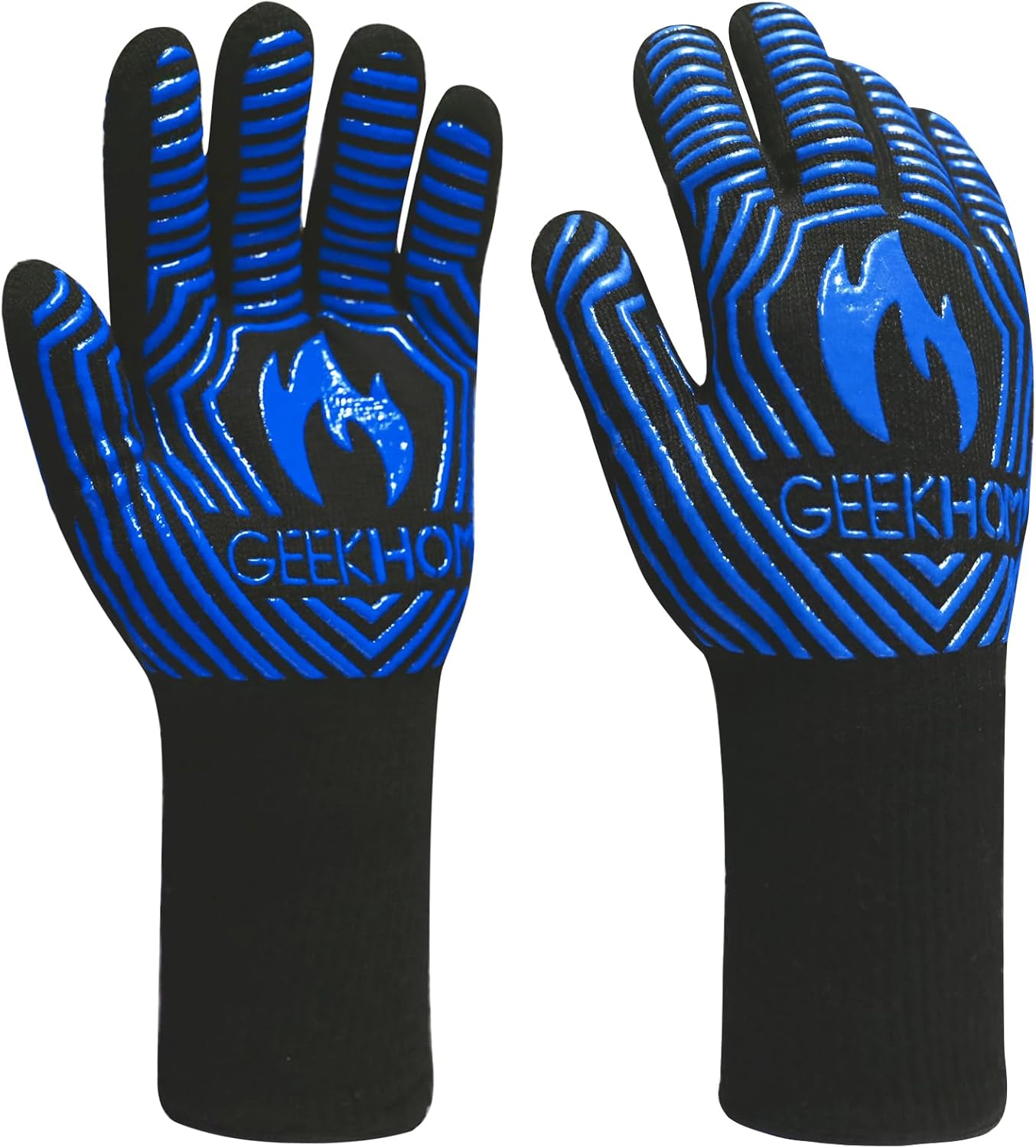 GEEKHOM BBQ Gloves, 800 ℃ / 1472 ℉ Heat Resistant Gloves EN407Certified 13 Inch...