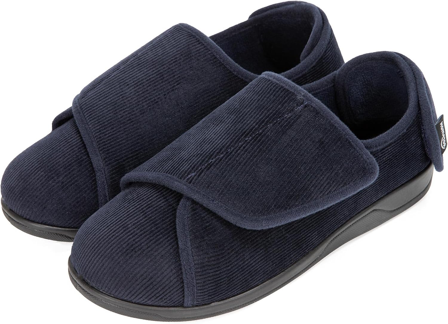 HomeTop Men's Corduroy Slippers Comfy Adjustable Hook and Loop Memory Foam Wide...