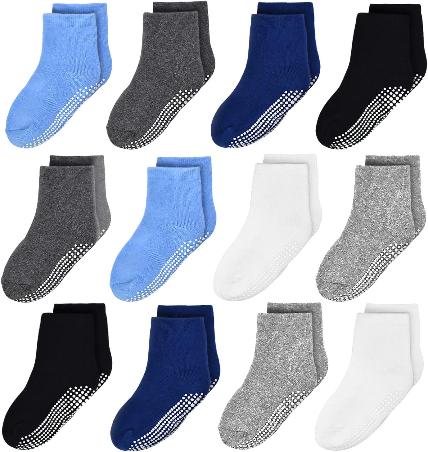 Toddler Non Slip Socks 12 Pairs Anti Skid Toddler Socks Toddler Grip Crew Socks...