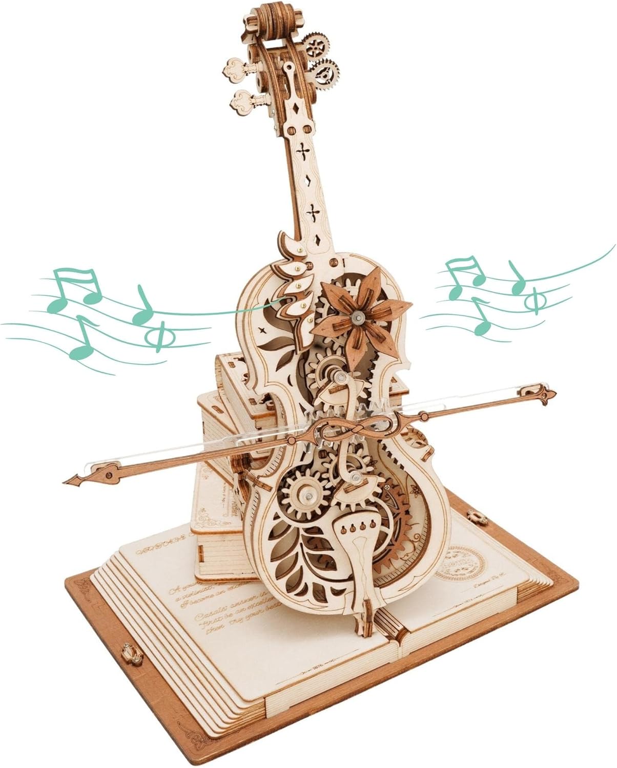 ROKR 3D Puzzles for Adults 1:5 Scale Cello Model Kit with Base 199pcs Wooden Mus...