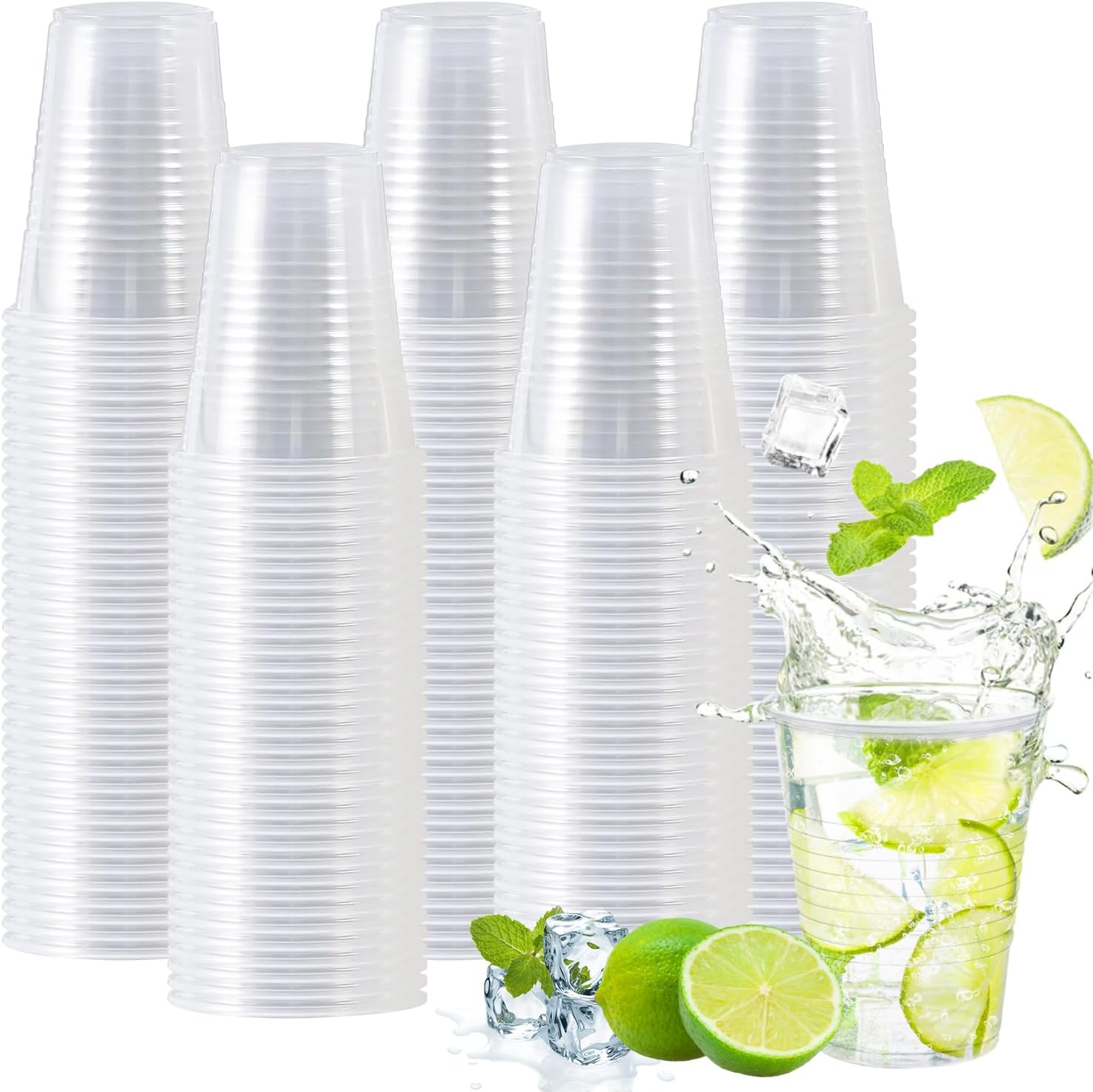 12 oz Clear Plastic Cups 300 Pack, Disposable Cups,Party Drinking Cups, Cups for...