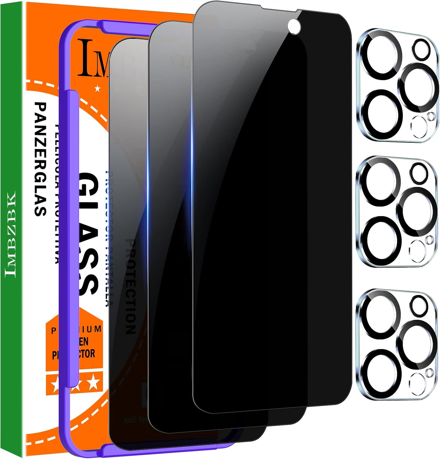 IMBZBK [3+3 Pack] for Apple iPhone 14 Pro Privacy Screen Protector Tempered Glas...