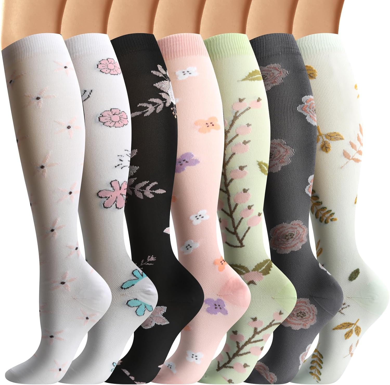 Odtmger 7 Pair Compression Socks for Women & Men 15-20 mmHg is Best Support for...