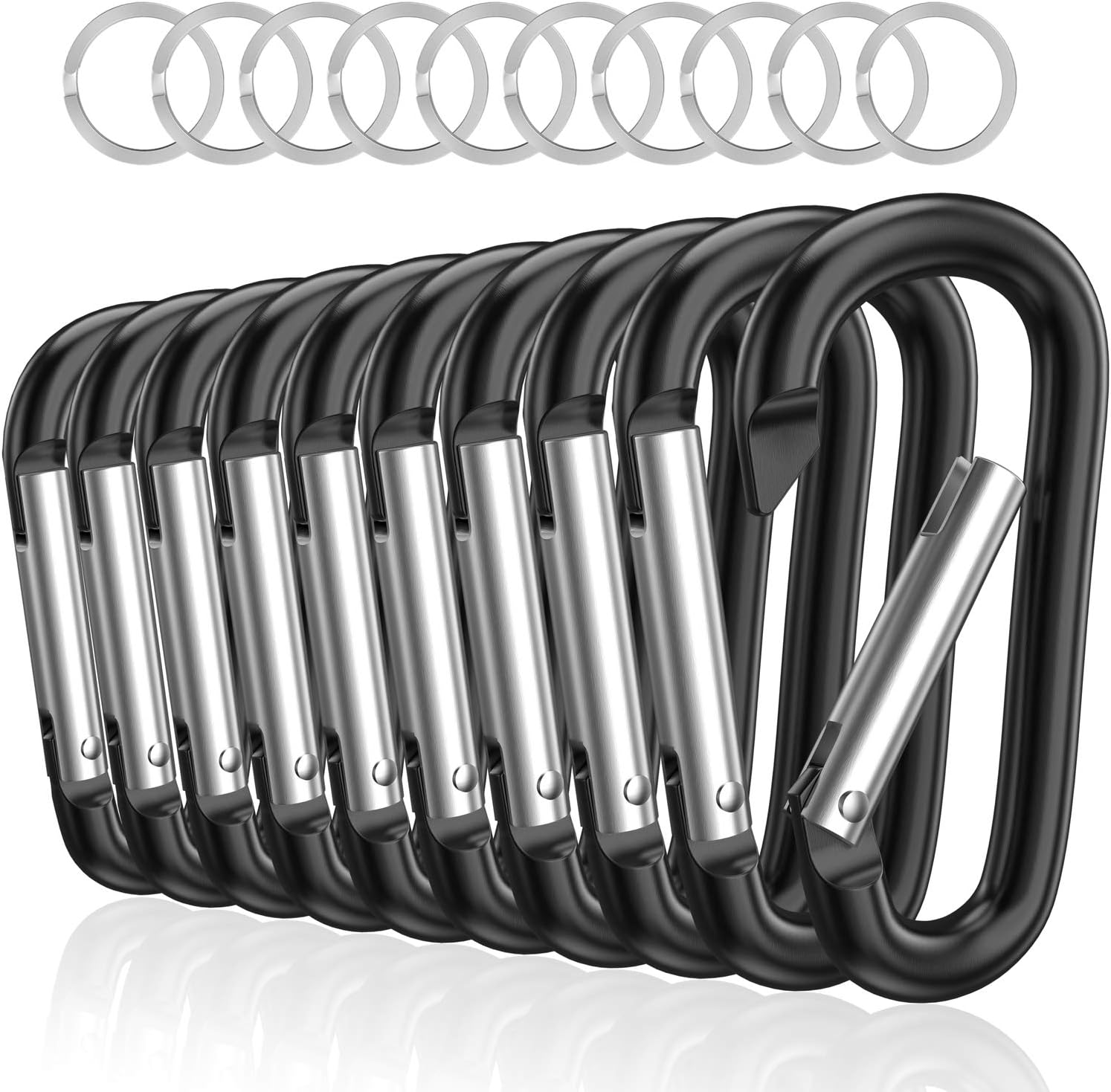 sprookber 3" Aluminum Carabiner D Ring, Caribeener Clips, Spring Snap Hook for K...