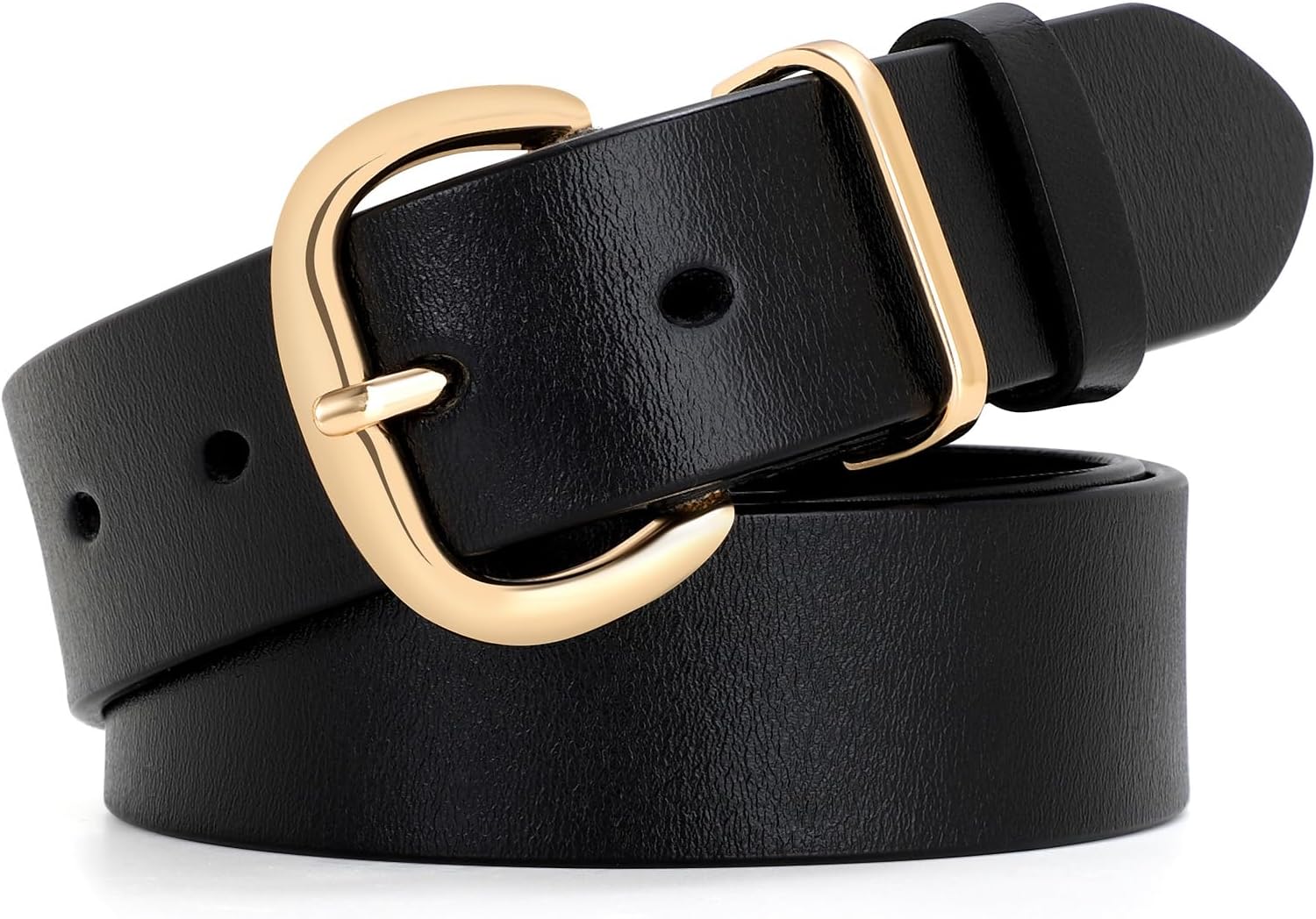 WHIPPY Women Leather Belt for Jeans Pants Dresses Black Ladies Waist Belt with P...