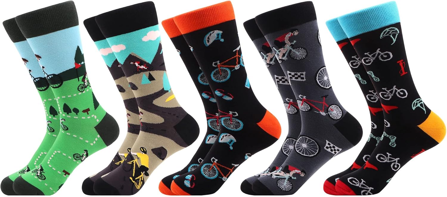 WeciBor Mens Dress Colorful Novelty Funny Casual Combed Cotton Crew Socks 5 Pack
