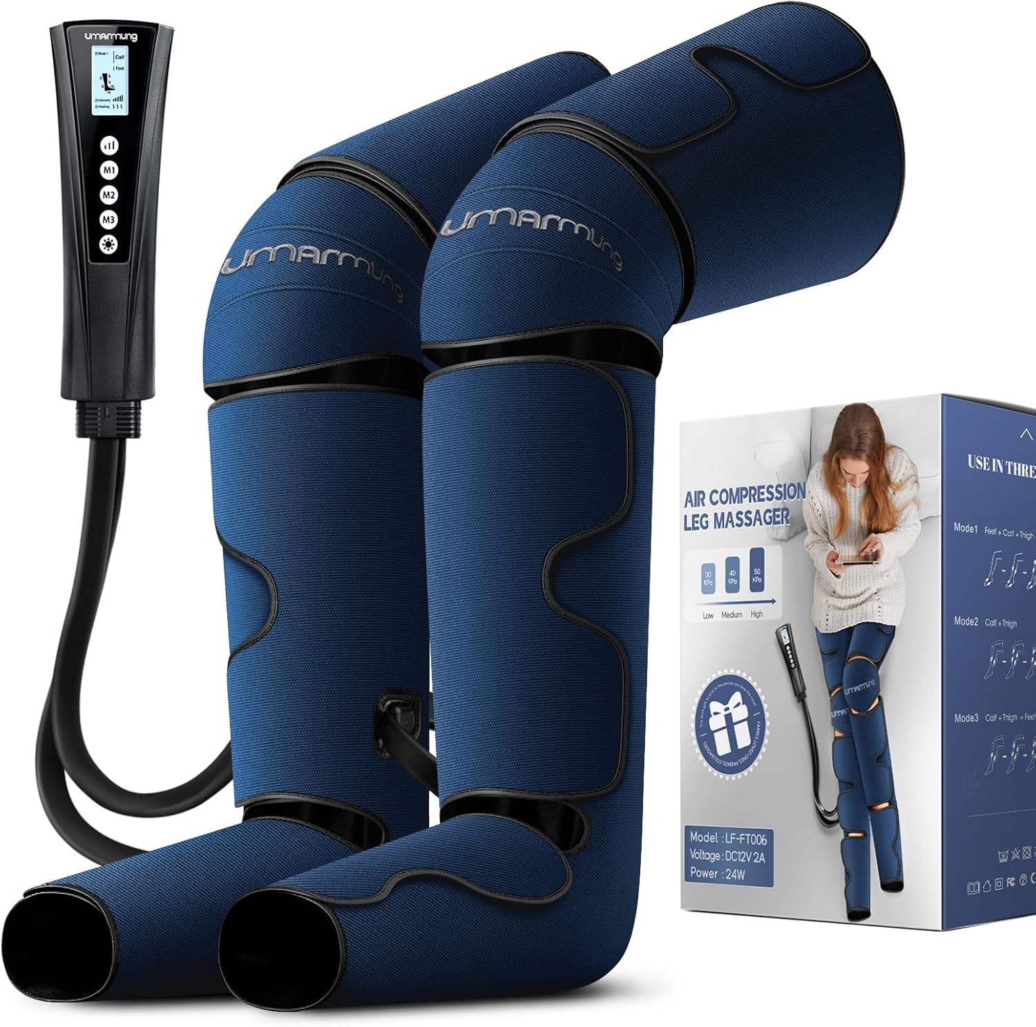 Air Compression Leg Massager with Heat - Ideal Christmas, Mother's Day and Fathe...