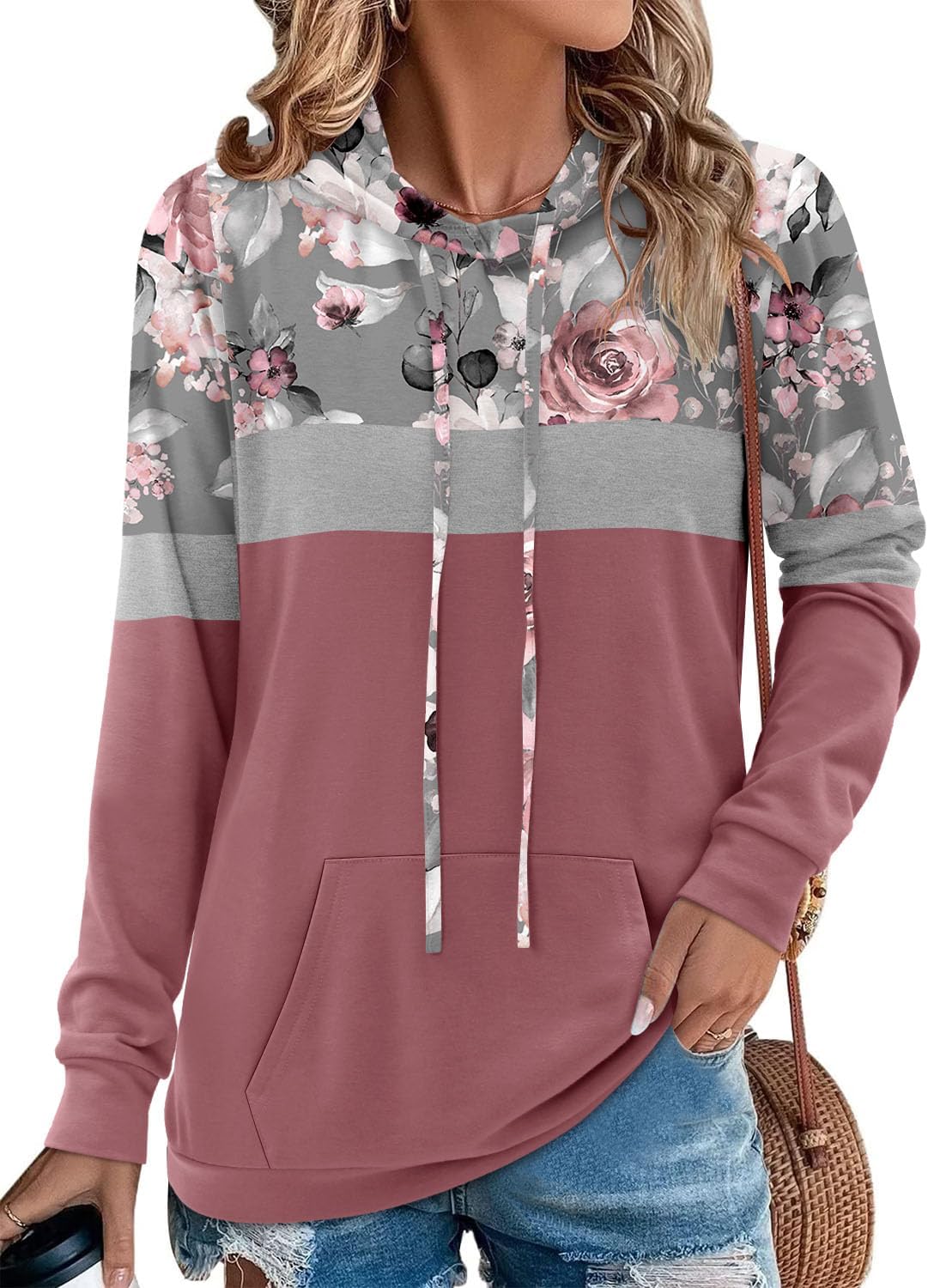 Angerella Hoodies for Women Camo Leopard Print Tops Pullover Hooded Sweatshirt D...