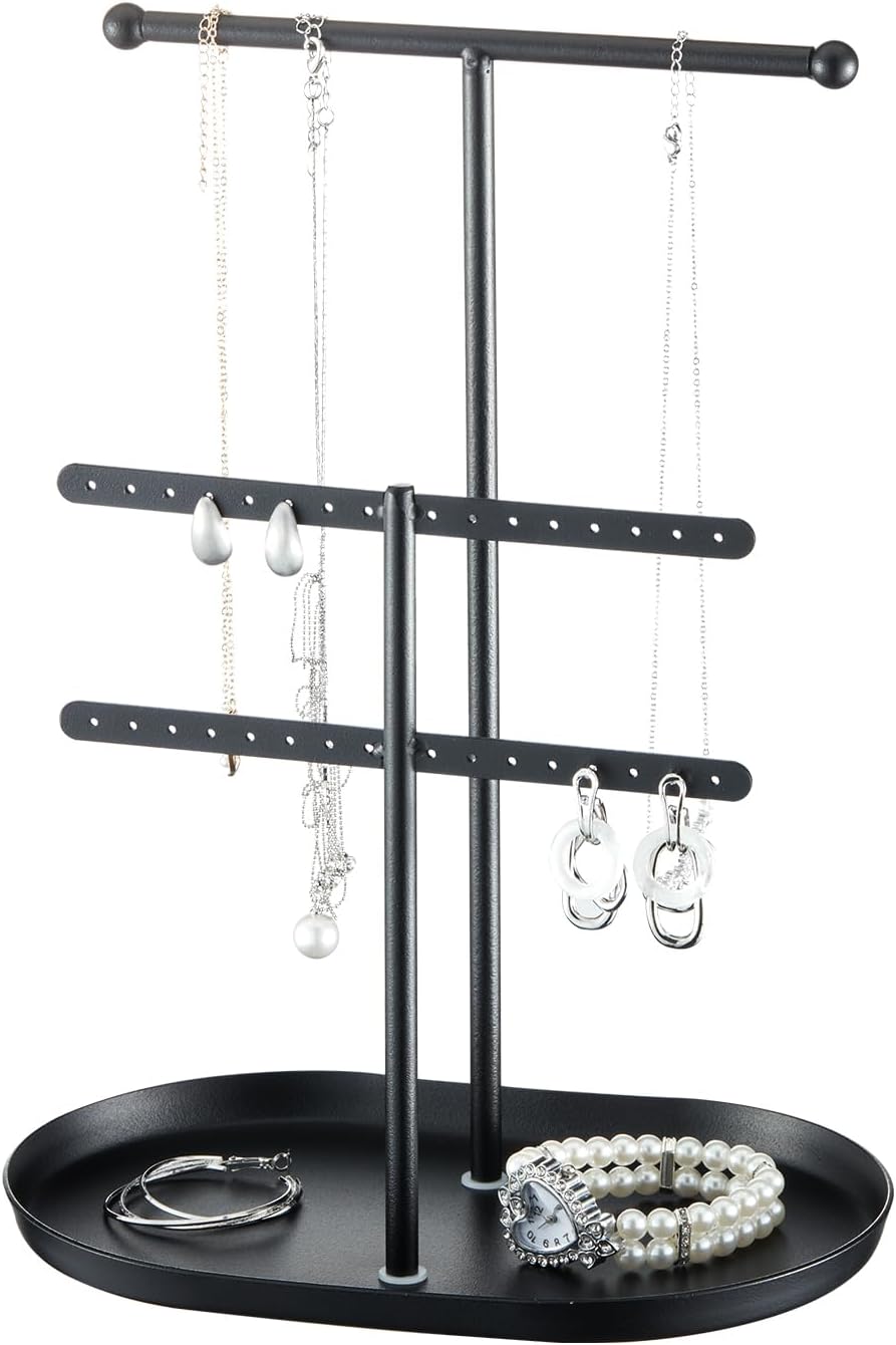 Elegant Jewelry holder Organizer 2-Tier Display Storage Stand for Earrings Neckl...