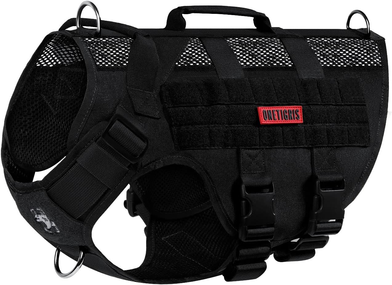No Pull Tactical Dog Harness for Large Dog,OneTigris Breathable Mesh Design Serv...