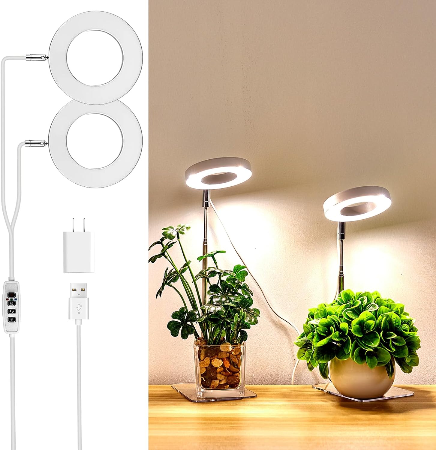 Brightown Plant Grow Light, LED Growing Light for Indoor Plants, 2 Head 96 LED A...