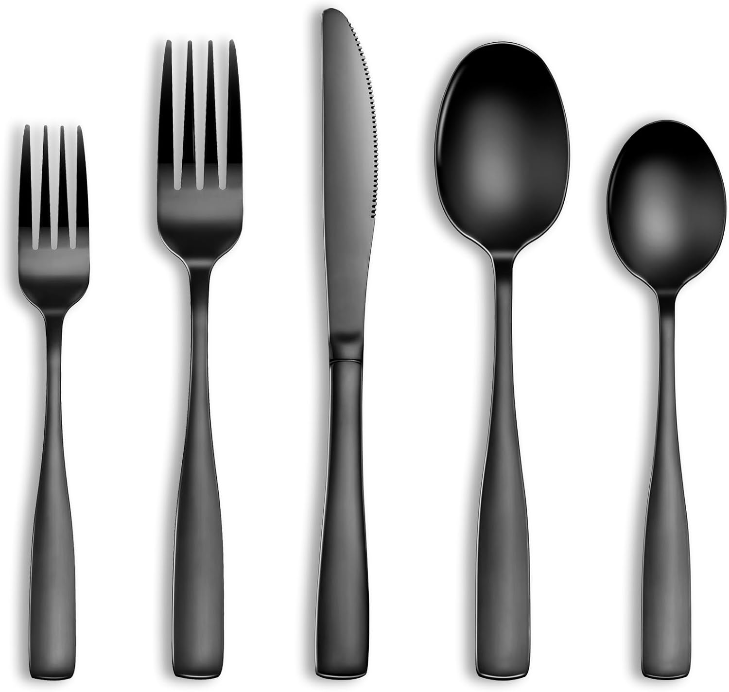 20 Pcs Black Silverware Set, Food-Grade Stainless Steel Flatware Set for 4, Squa...