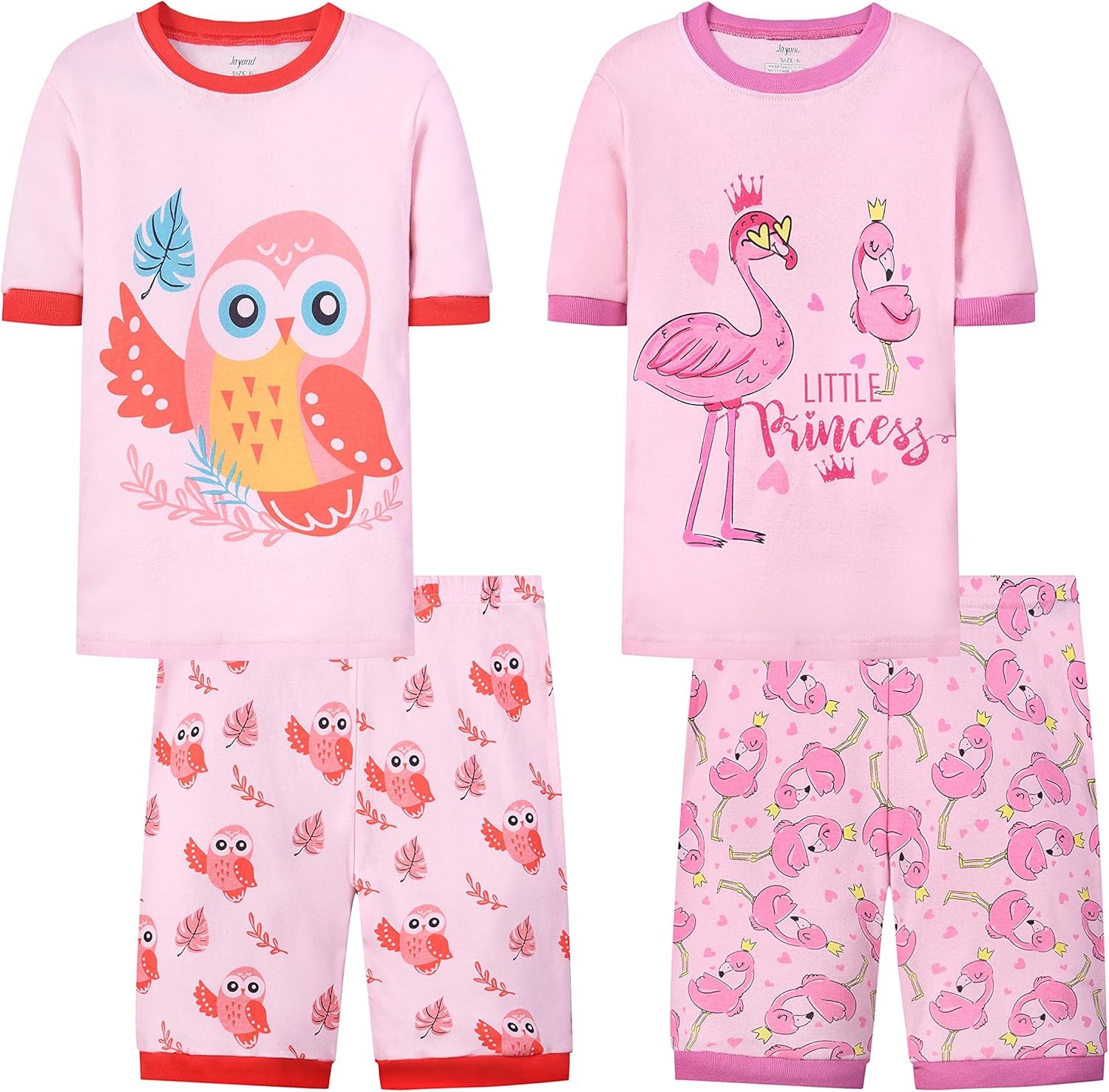 Joyond Girls Pure Cotton Summer Pjs Size 2T-14Years, Little Girls Short Sleeve 4...