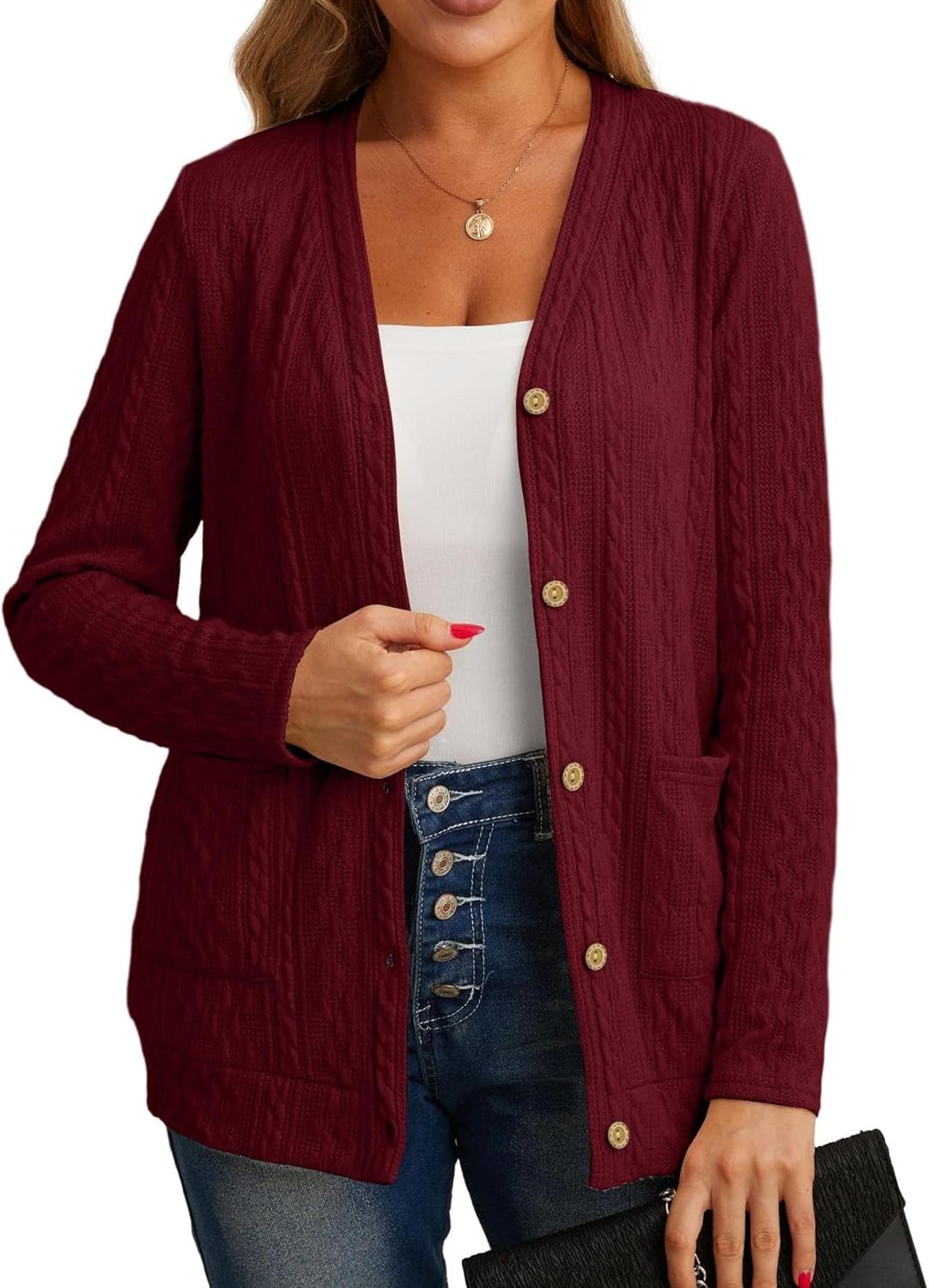 GRECERELLE Womens Cardigan Long Sleeve Lightweight Cardigans Button Down V Neck...