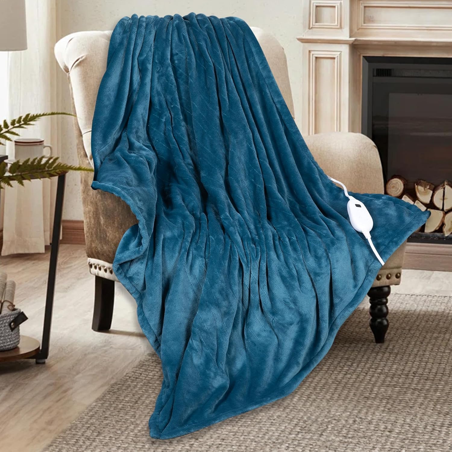 DAILYLIFE Heated Blanket Electric Throw Blanket, 50" x 60" Flannel Heating Blank...