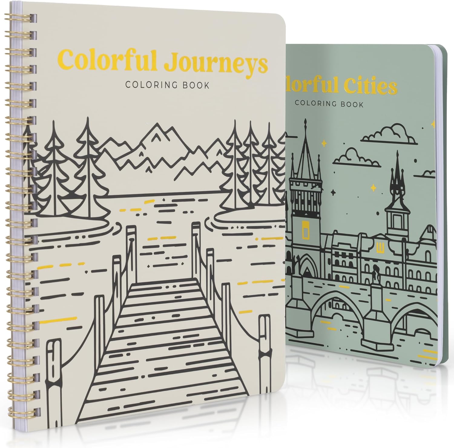 Beautiful Adult Coloring Book Set of 2 for Relaxation - Inspirational Adventures...