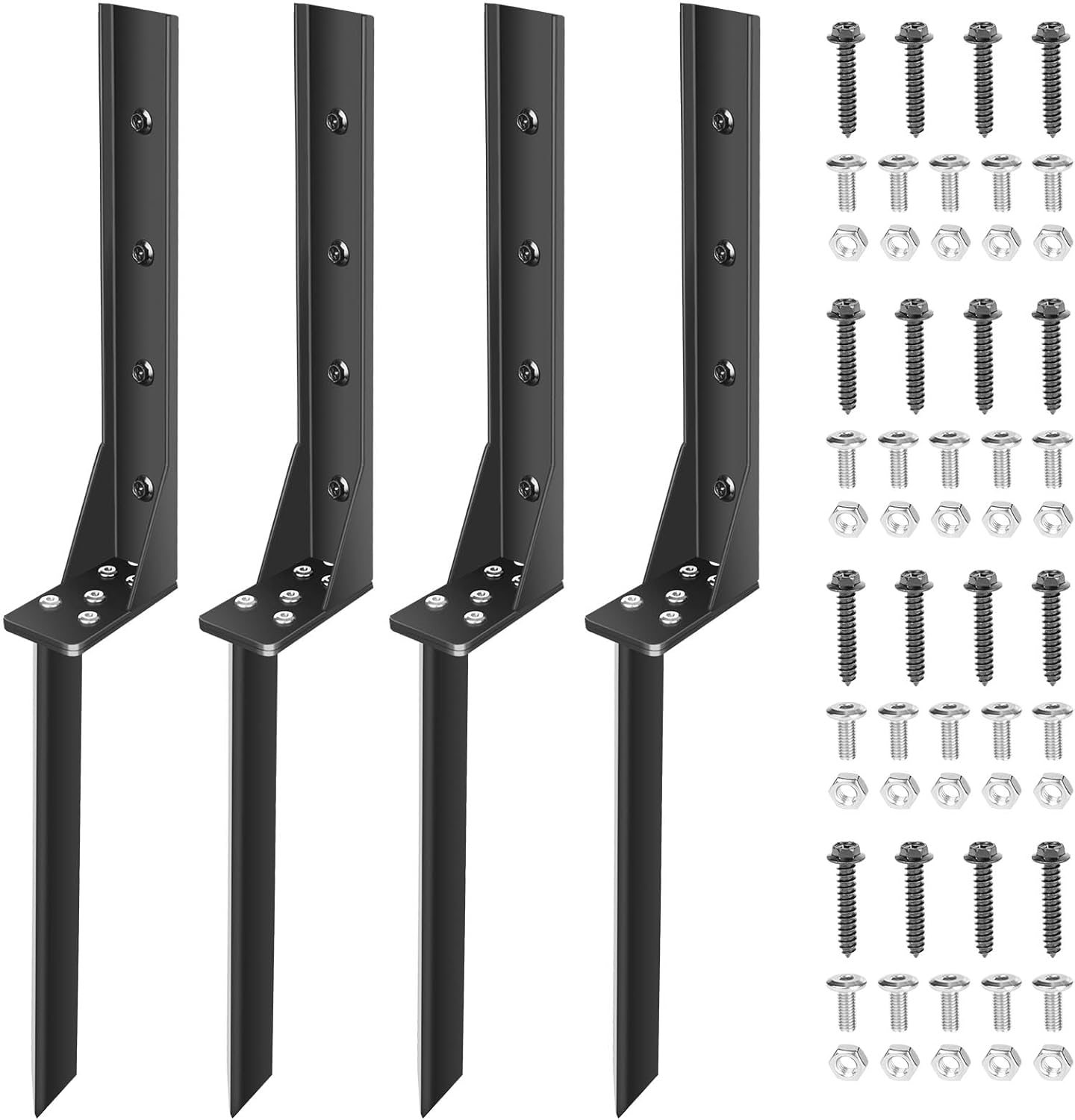 4 Pack Fence Post Repair Stakes Kit, 1/8 inch Thickness Heavy Duty Steel Fence P...
