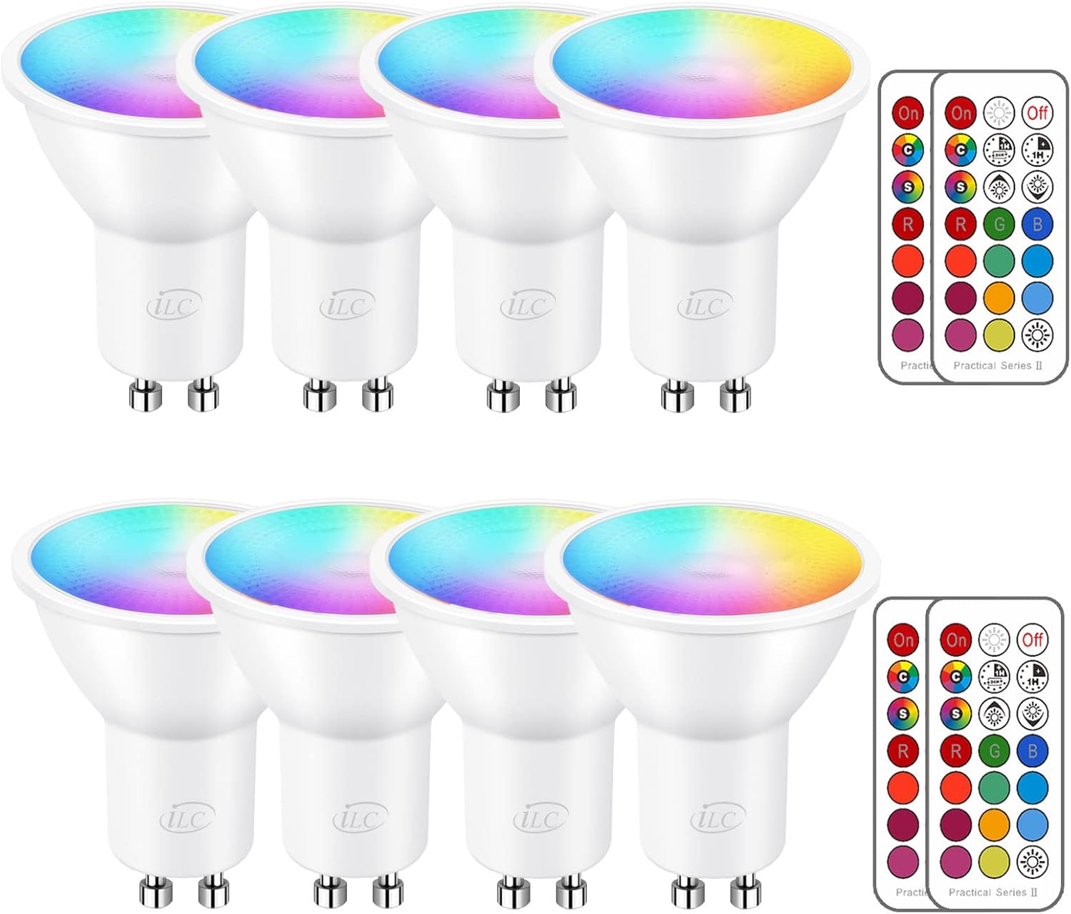 iLC GU10 LED Light Bulbs Colour Changing 12 Colors 5W Warm White 2700K RGB LED S...