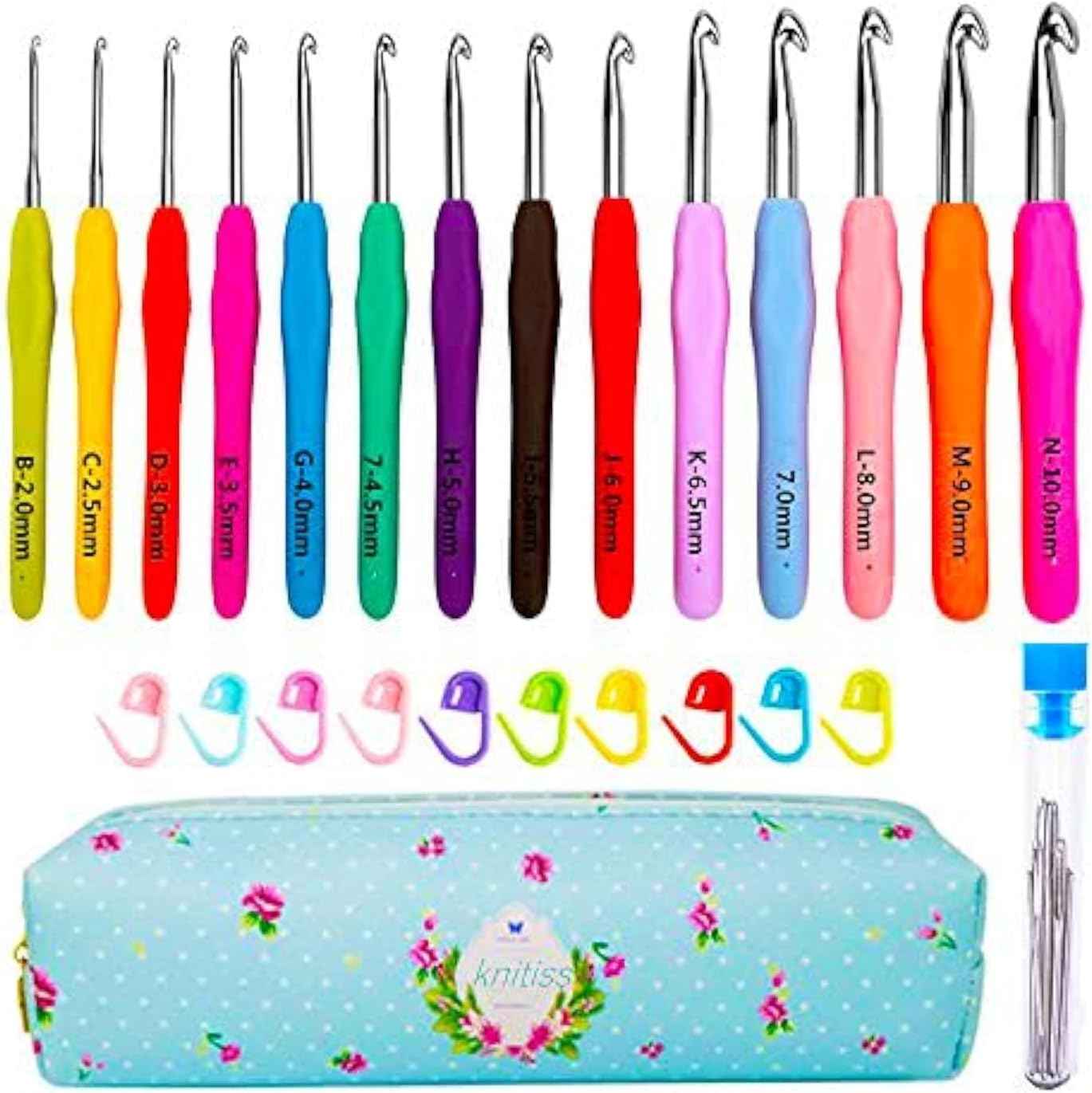 Knitiss 14 Pcs Crochet Hooks Set, Ergonomic Crochet Hooks with Case for Arthriti...