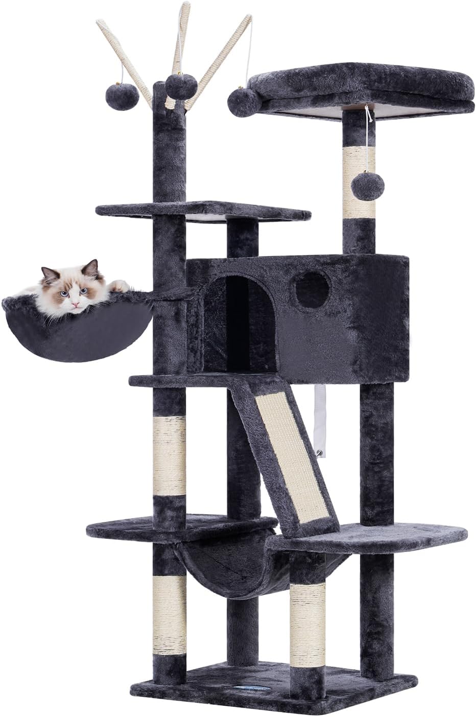 Hey-brother Cat Tree, 53 inch Cat Tower for Indoor Cats, Cat House with Padded P...